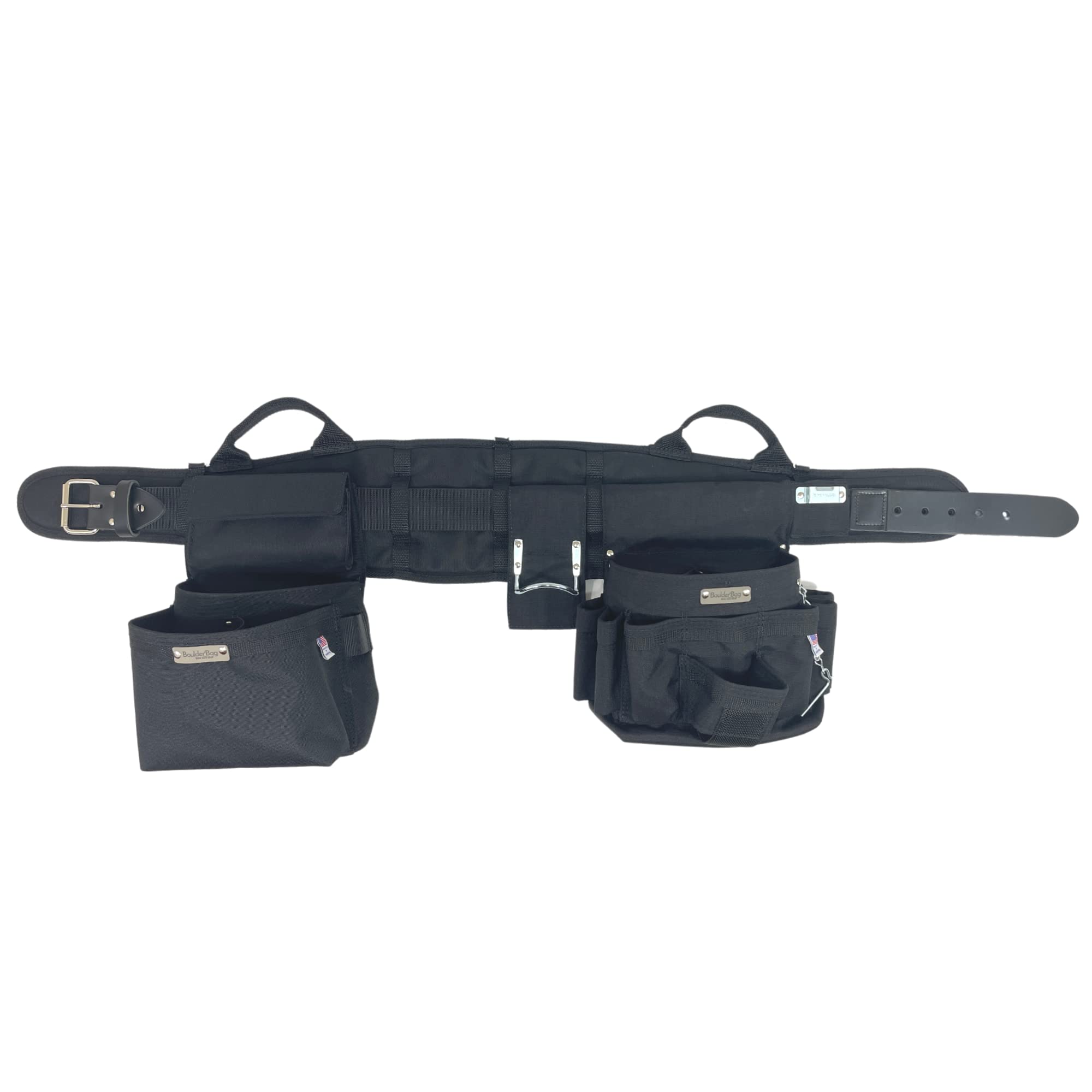 BOULDER BAG Ultimate Electrician's MAX Combo Tool Belt with Comfort Back Support - Heavy Duty Leather Belt Buckle, Black (Large 33-36 Inch Waist) - Made in USA - Perfect for Electricians, Construction Workers & DIY Home Improvement Projects