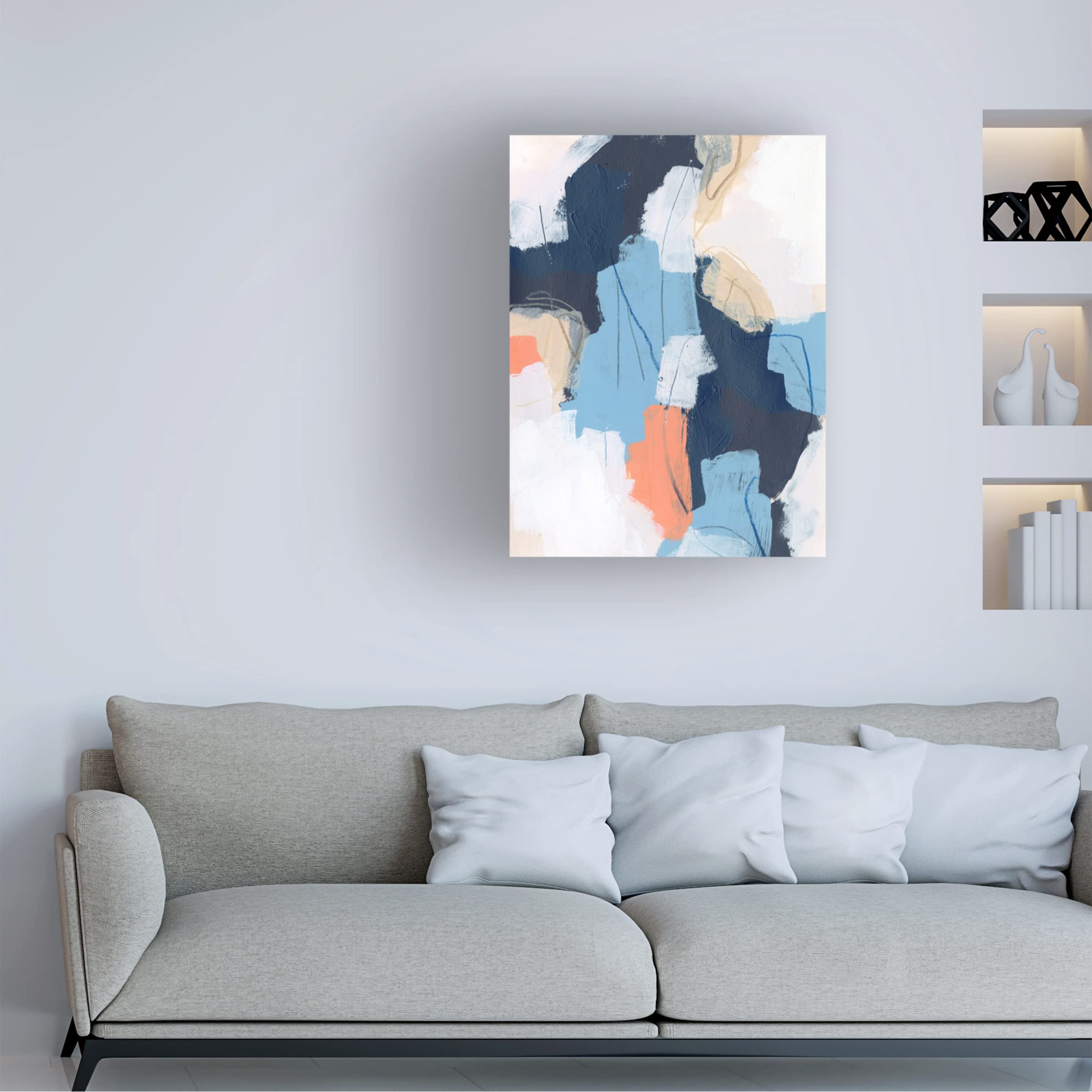 Trademark Fine Art 'Network Connection I' Canvas Wall Art by June Erica Vess - Modern Abstract Painting for Living Room, Office & Home Decor