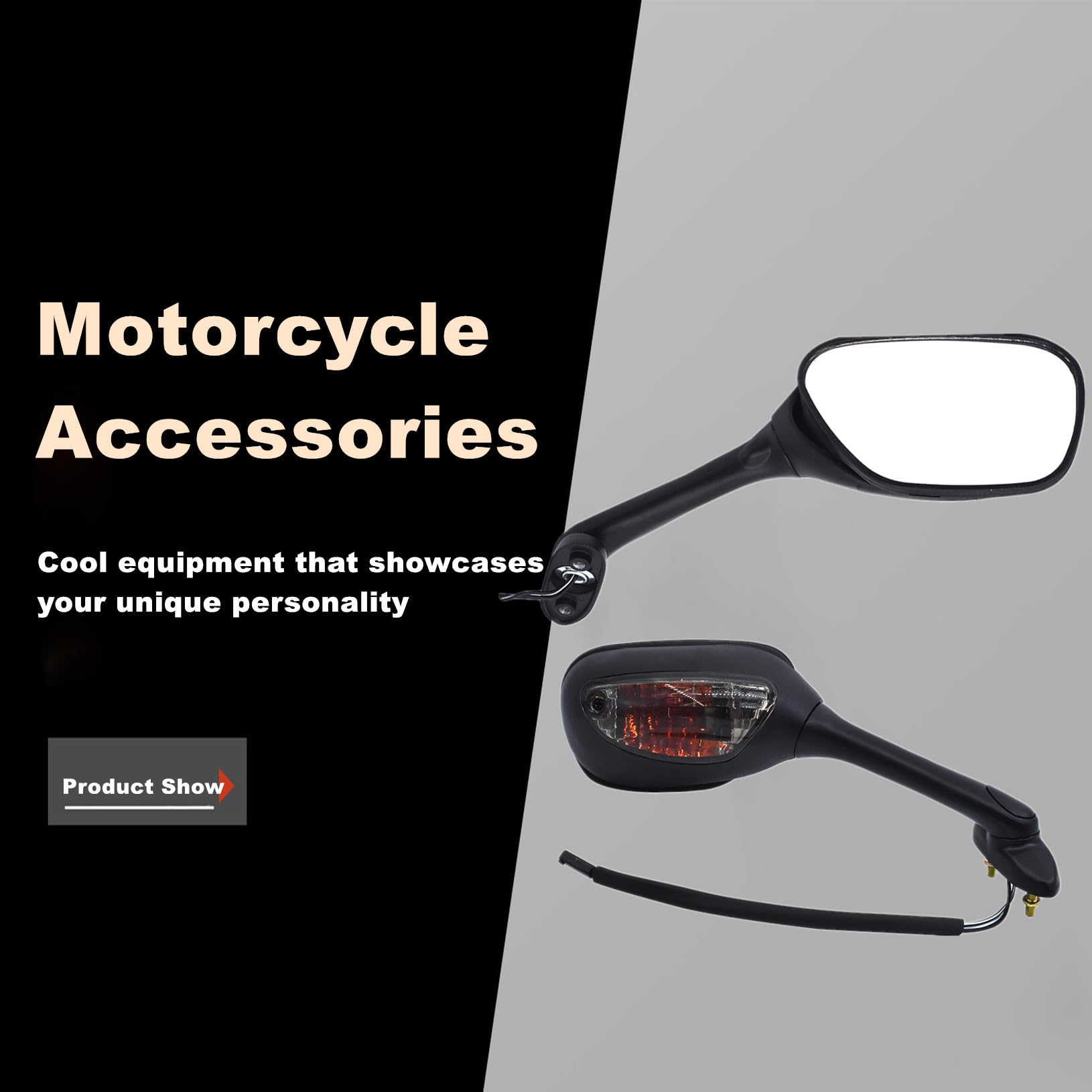LABLT Smoke Turn Signal Rear View Mirrors Replacement for Suzuki GSXR 600 750 1000 (2001-2016) - Black - Perfect for Motorcycle Safety & Customization