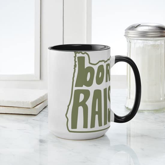 Oregon Born & Raised 15 oz Ceramic Coffee Mug - Perfect for Home, Office & Gifts | Durable 444ml Travel Mug for Coffee & Tea Lovers