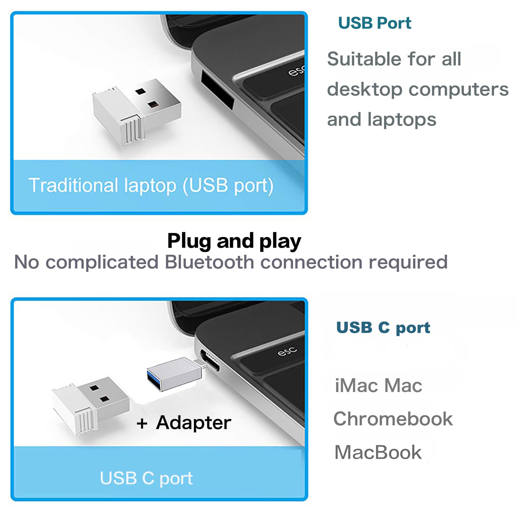 Wireless Bluetooth Mouse for Laptop, MacBook, iPad, PC - Compatible with MacBook Air, MacBook Pro, Windows & Chromebook | Perfect for Office, Home & Travel Use