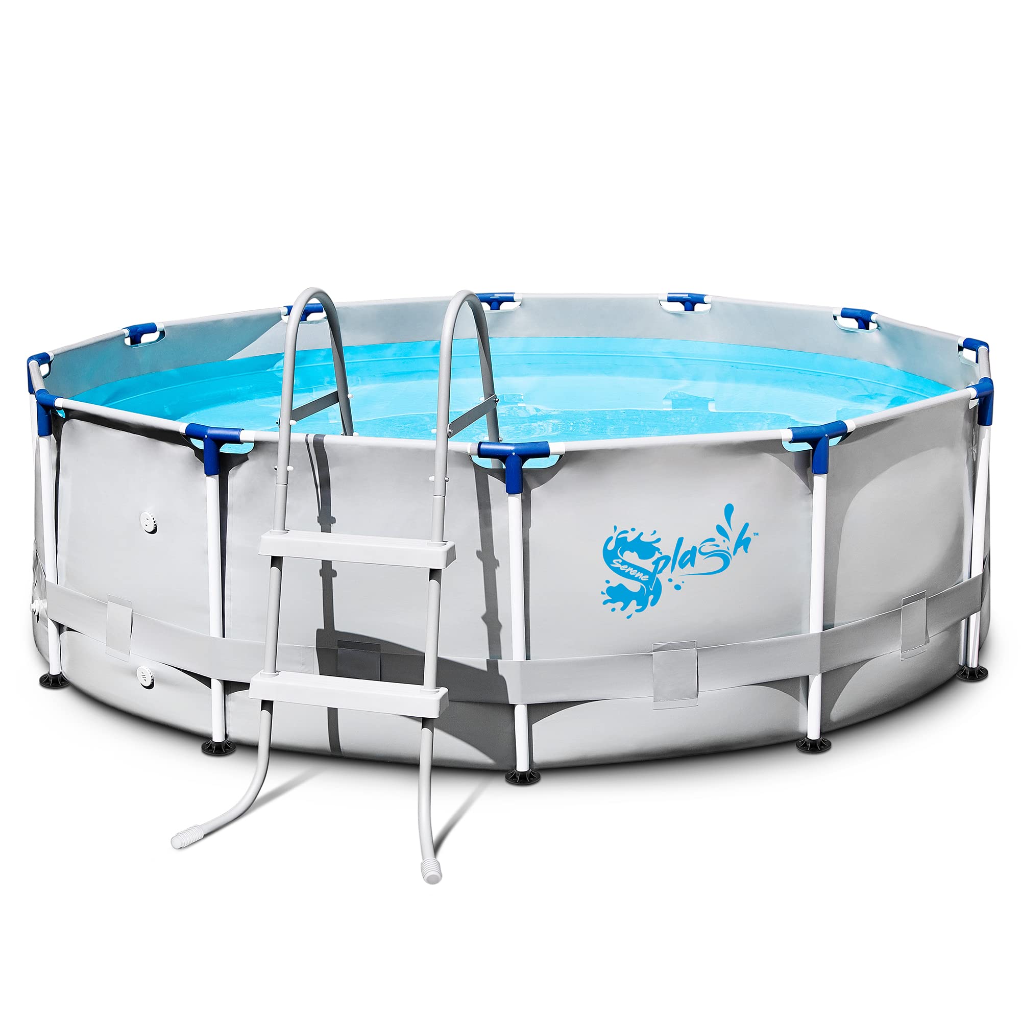 SereneLifeHome 18’ Round Above Ground Steel Frame Swimming Pool – Durable, Corrosion & Puncture Resistant w/ Ladder, Filter, Cover & Spare Parts – Perfect for Backyard, Family Fun & Summer Cooling 18' x 4’