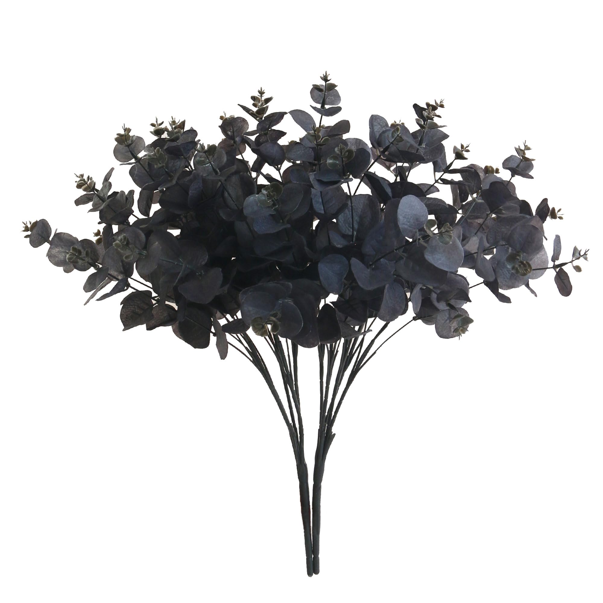 GREENTIME 2 Pack Black Eucalyptus Stems - 20 Branches 18.5 Inch Artificial Flowers for Vase - Halloween Wedding Table Centerpiece Decor - Perfect for Home Decor, Party Decorations & DIY Floral Arrangements