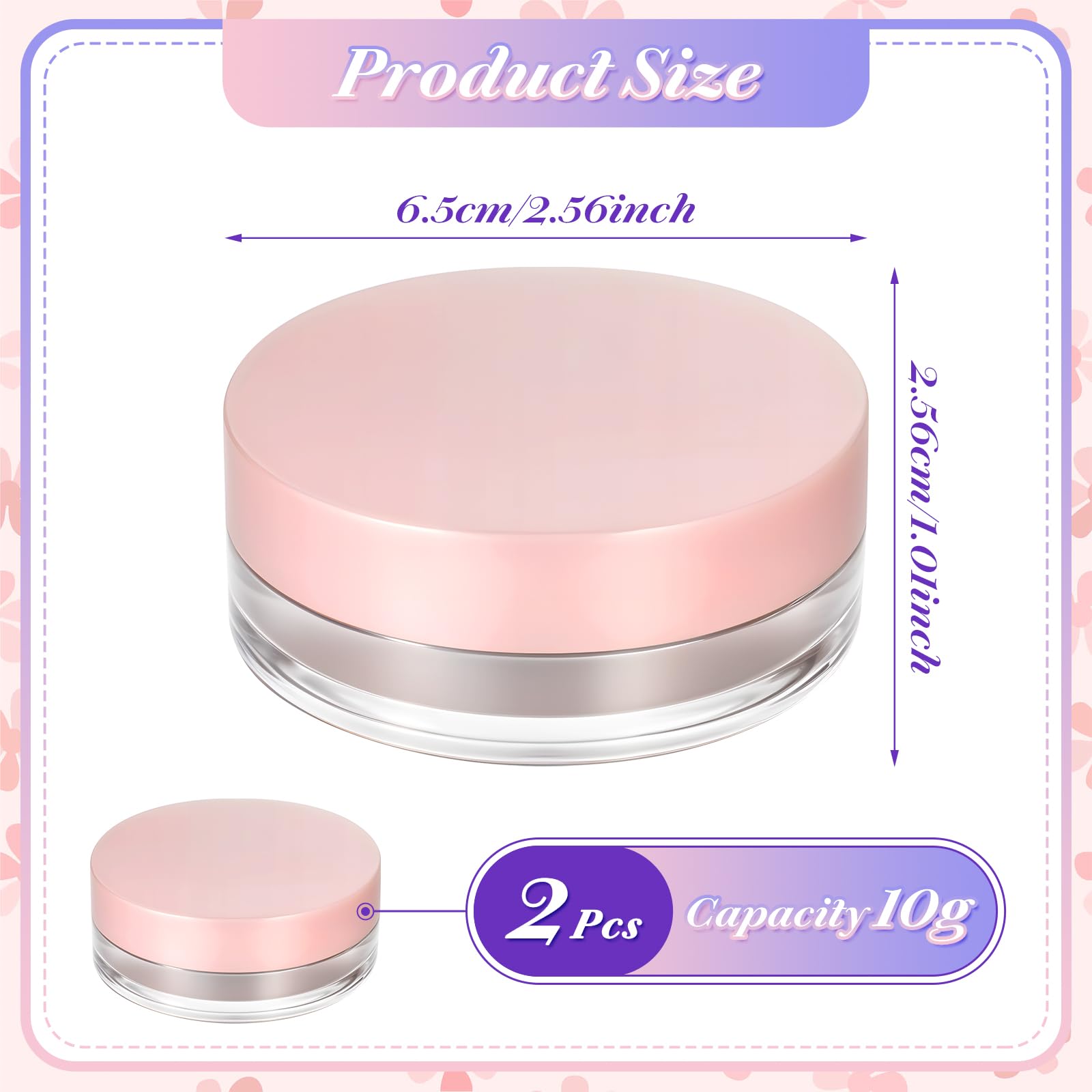 2 Pack 10ml Empty Loose Powder Containers with Sponge Puff - Leakproof Reusable Plastic Makeup Powder Case for Setting Powder & Mineral Foundation - Perfect for Travel, Touch-ups & Professional Makeup Kits