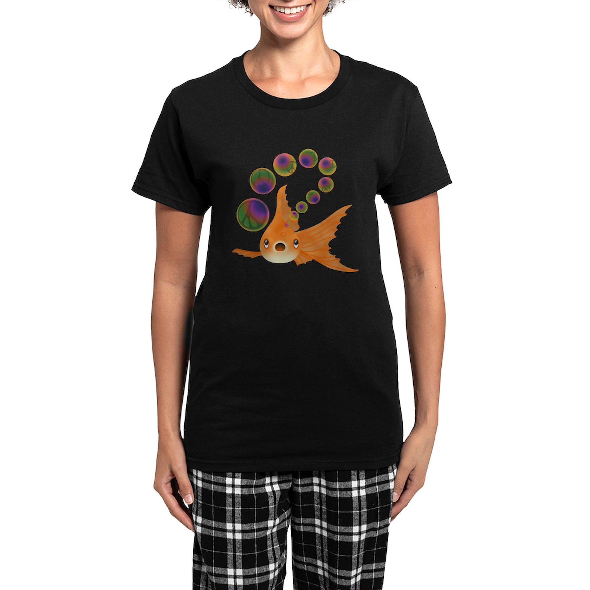 Women's Goldfish and Peace Bubbles Novelty Pajama Set - Comfortable Sleepwear for Lounge & Bedtime - Perfect for Relaxing at Home, Sleepovers, and Cozy Nights