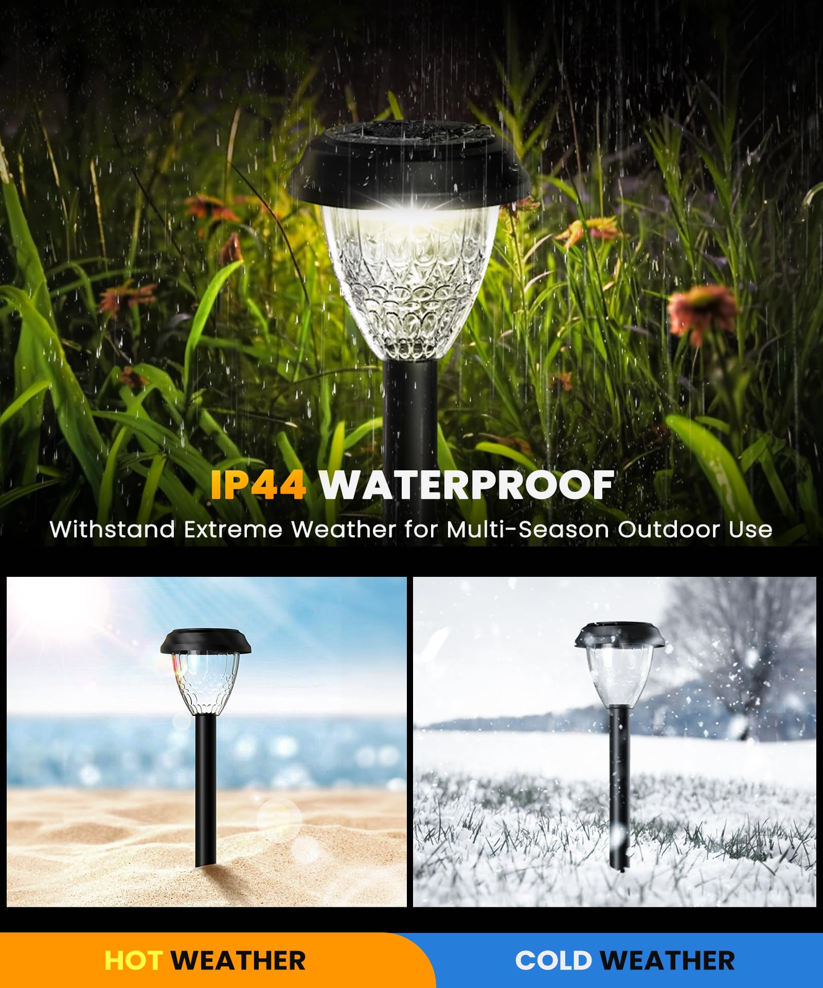 8 Pack Super Bright Solar Lights for Outdoor - Waterproof Solar Pathway Lights with Auto On/Off, 12H Runtime - Perfect for Garden, Yard, and Landscape Lighting (Dusk to Dawn Operation) - Ideal for Walkways, Driveways, and Patio Decor