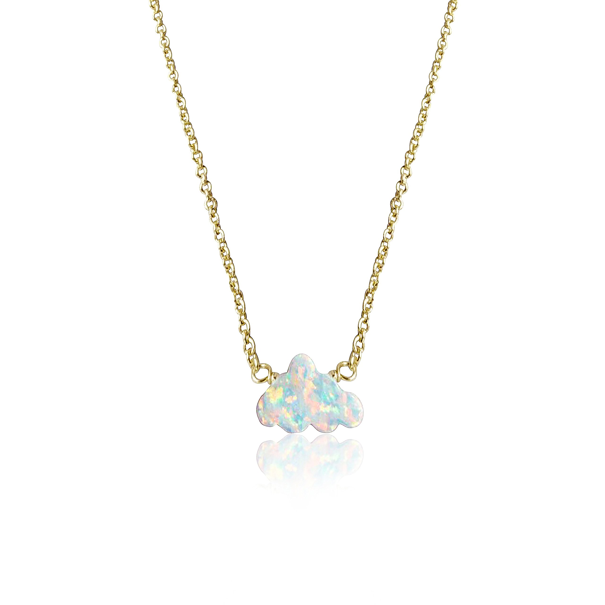 Girl's Gold Plated & Rose Gold Plated Opal Pendant Necklace - Elegant Jewelry Gift for Teens & Women - Perfect for Birthday, Anniversary & Special Occasions