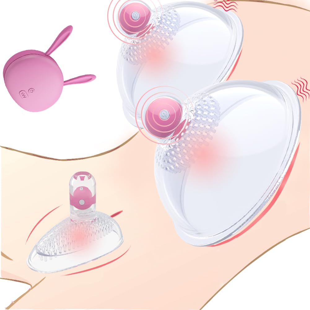 3-in-1 Rechargeable Nipple Vibrator & Clit Sucker - Pink Adult Sex Toy for Women & Couples | Nipple Stimulator, Sucking Massager with Vibrating Clamps | Perfect for Foreplay, Sensual Play & Couples Intimacy