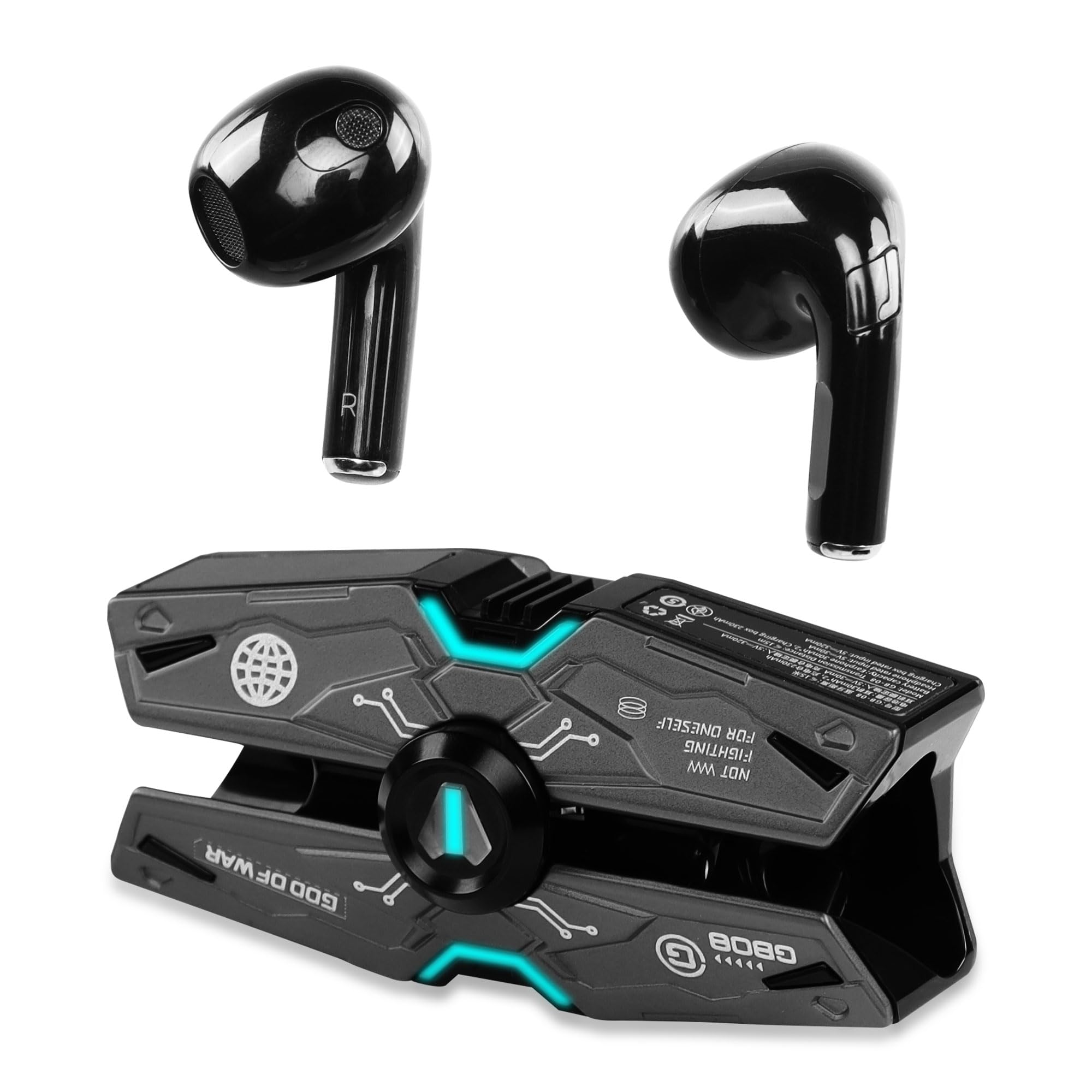 CERRXIAN Wireless Earbuds with Charging Case - Red LED Bluetooth Earbuds, Hi-Fi Stereo Sound for iPhone & Android, IPX5 Waterproof for Running, Gym Workouts & Gaming (Black) - Perfect for Commuting, Workouts & Outdoor Activities