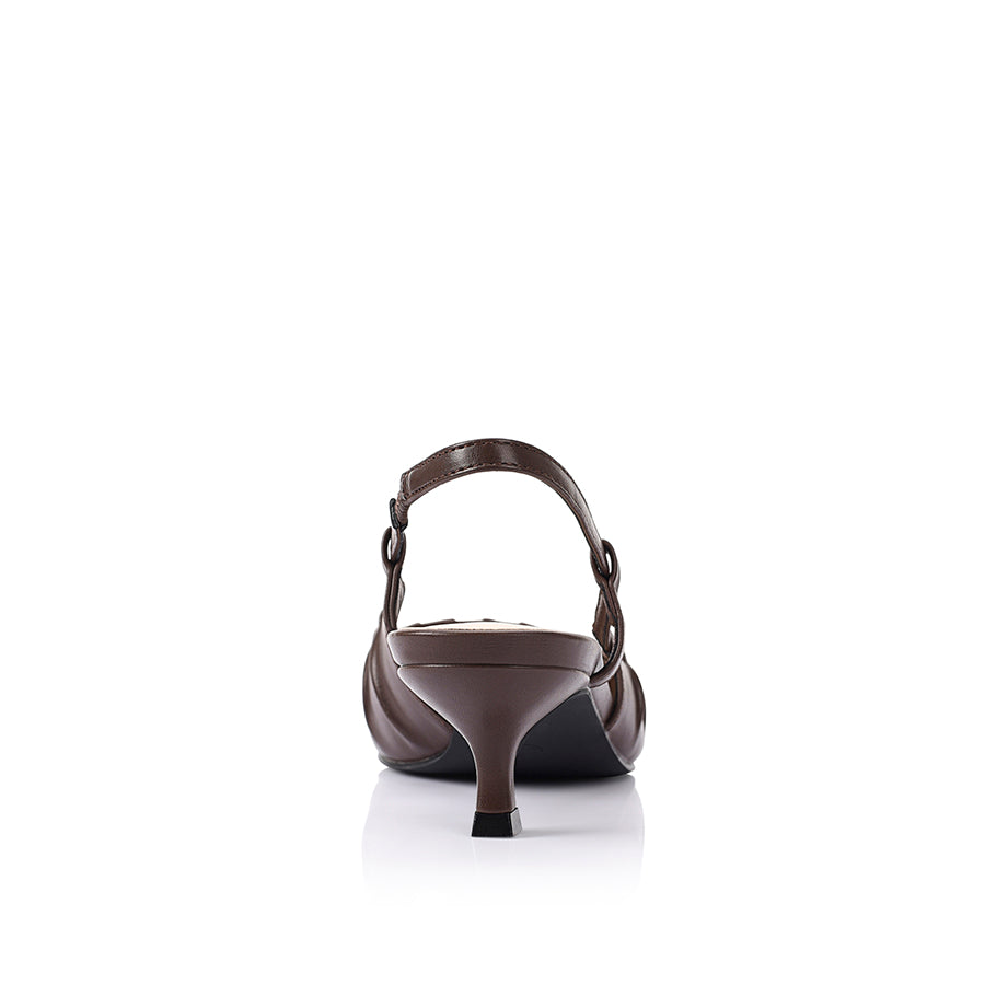 Lucius Slingback Kitten Heels for Women - Comfortable Low Block Heels (2.5 Inch) in Chocolate Brown | Perfect for Office, Wedding & Daily Wear