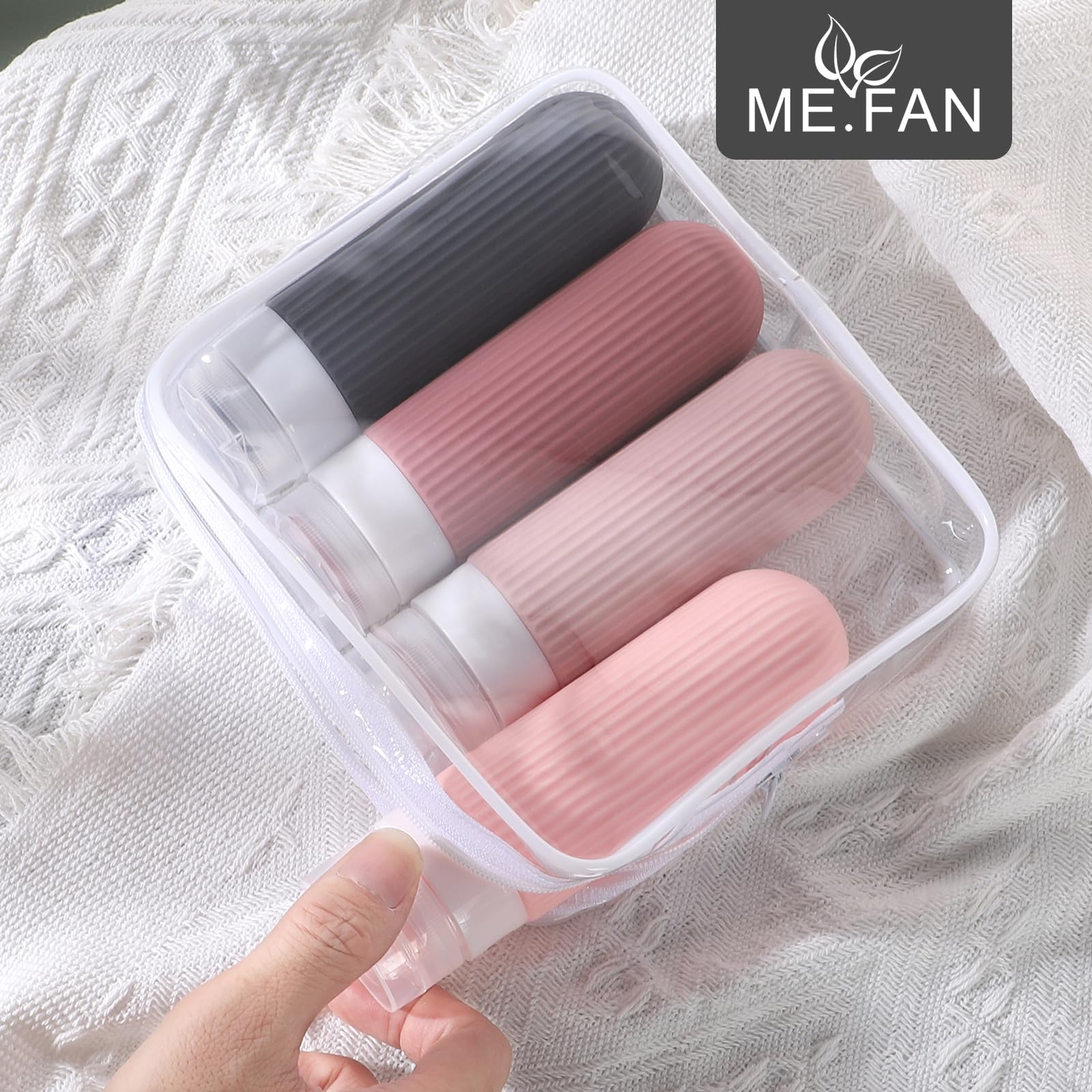 ME.FAN TSA Approved 3oz Silicone Travel Bottles (4-Pack) - Leak-Proof Toiletry Containers for Shampoo, Conditioner & Lotion | Portable Cosmetic Bottles for Air Travel, Gym & Vacation | Pink