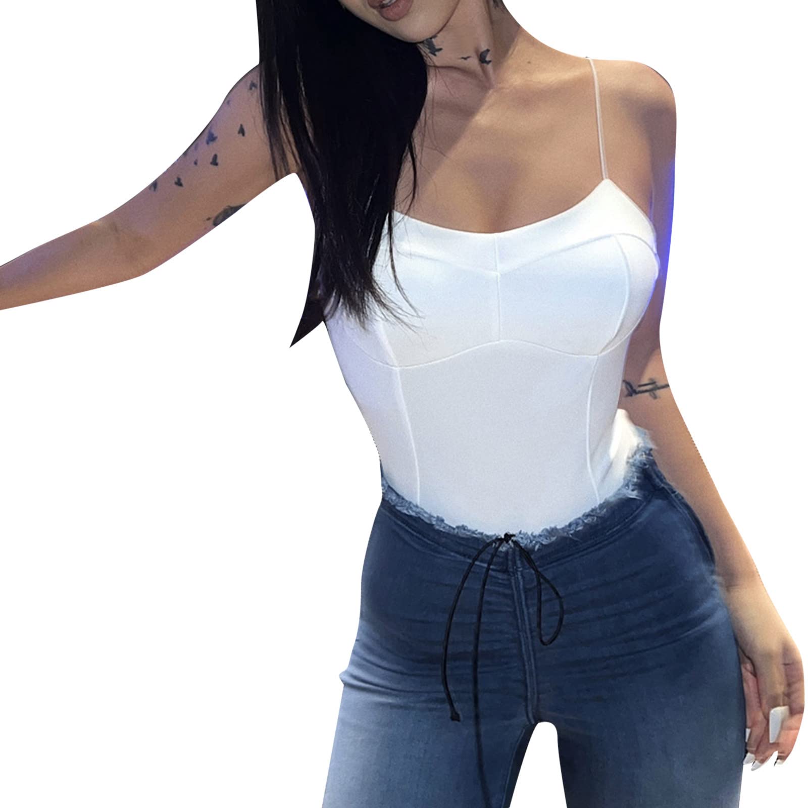 Blue Short Jumpsuit for Women - Summer Solid Color Romper with Suspenders | Sexy Slim Sleeveless Jumpsuit for Beach & Vacation | Elegant Casual Wear for Outdoors, Parties & Summer Travel