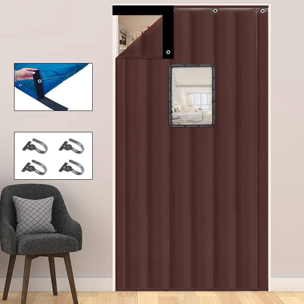 Thermal Insulated Door Curtain for Home - Thick Winter Soundproof Door Curtain with Hooks, AC Partition Curtain & Energy Saving Door Panel - Perfect for Bedrooms, Garages, Warehouses & Commercial Spaces