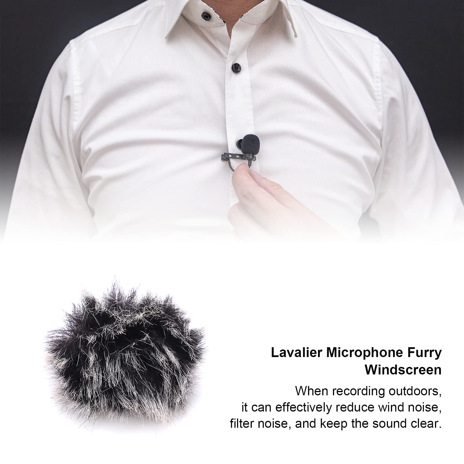 ENZZ Lavalier Microphone Furry Windscreen Cover - Noise Filtering Lapel Mic Windsock for Clear Audio in Interviews, Podcasts & YouTube Videos