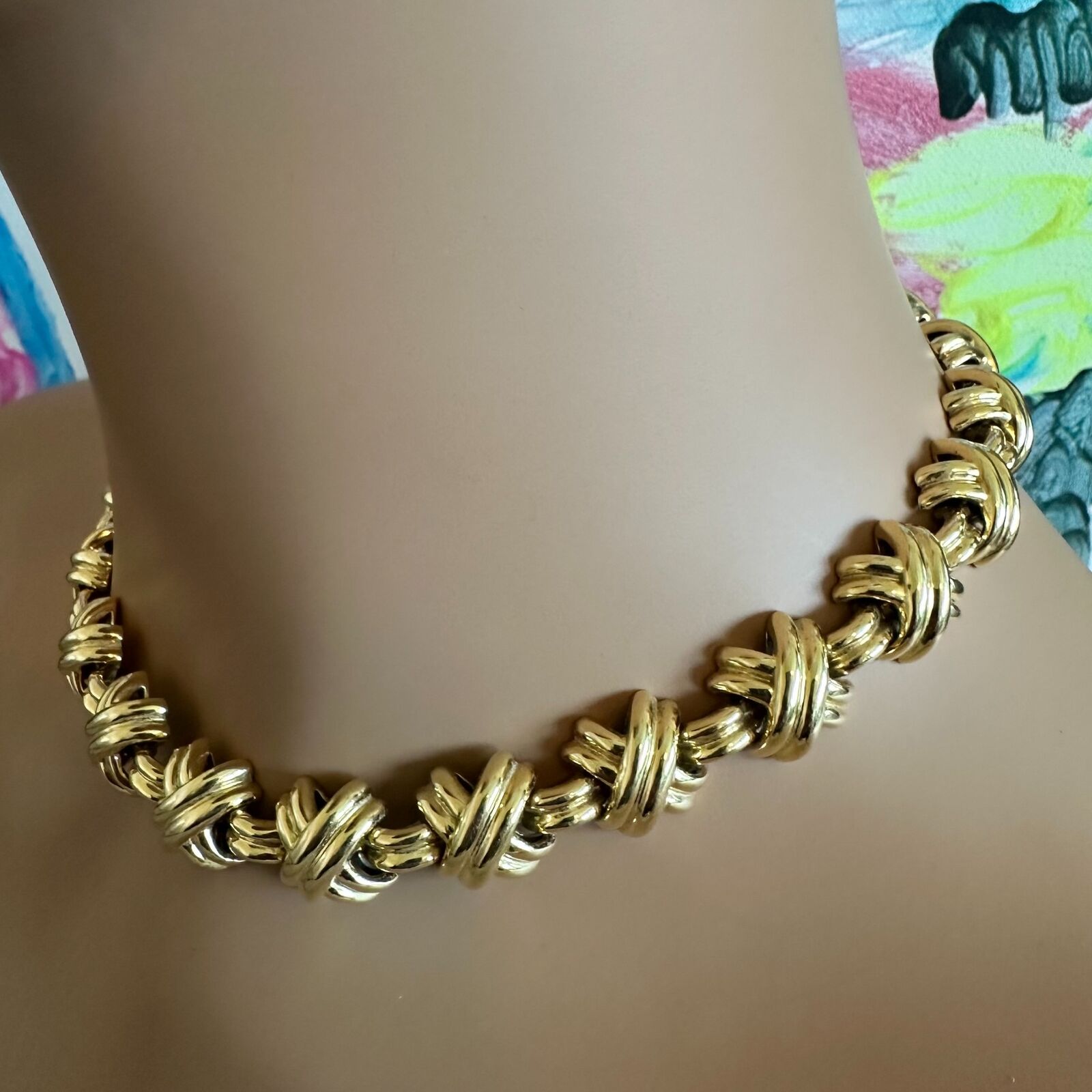 Vintage Tiffany & Co. 18k Yellow Gold Large X Classic Signature Necklace | Elegant Jewelry for Women | Perfect for Weddings, Anniversaries & Special Occasions