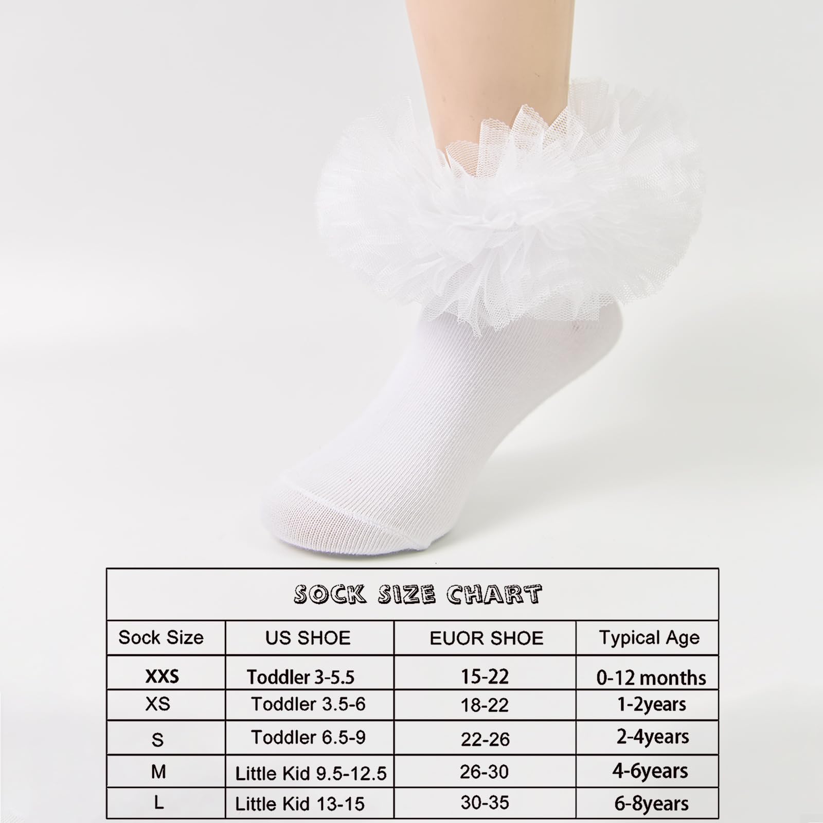 Fluffy Ruffled Edge Princess Dress Socks for Girls - Lace Dance Socks for Newborn, Baby, Toddler - Perfect for Ballet, Parties & Special Occasions