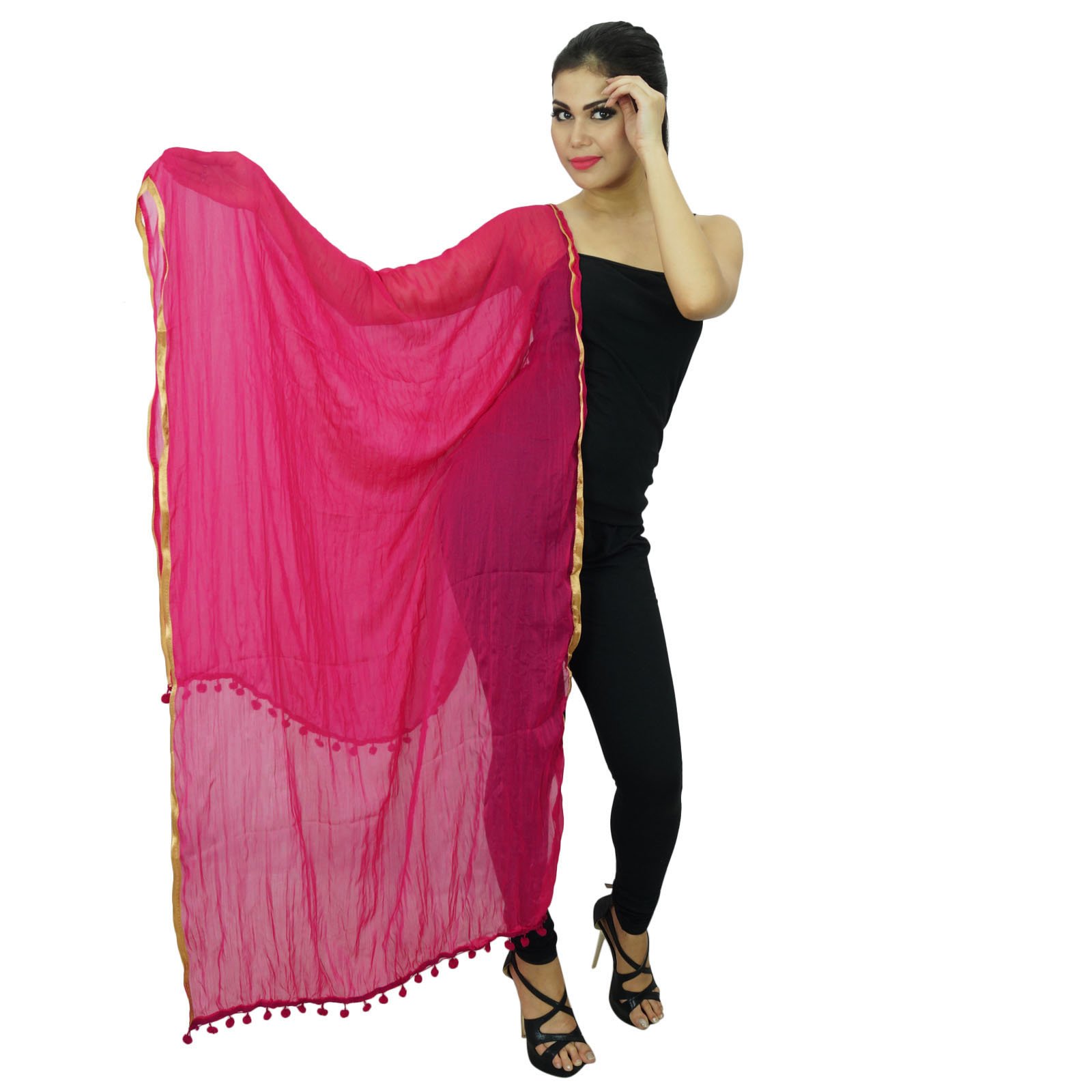 Viscose Chiffon Scarf for Women - Elegant Indian Dupatta for Party & Wedding