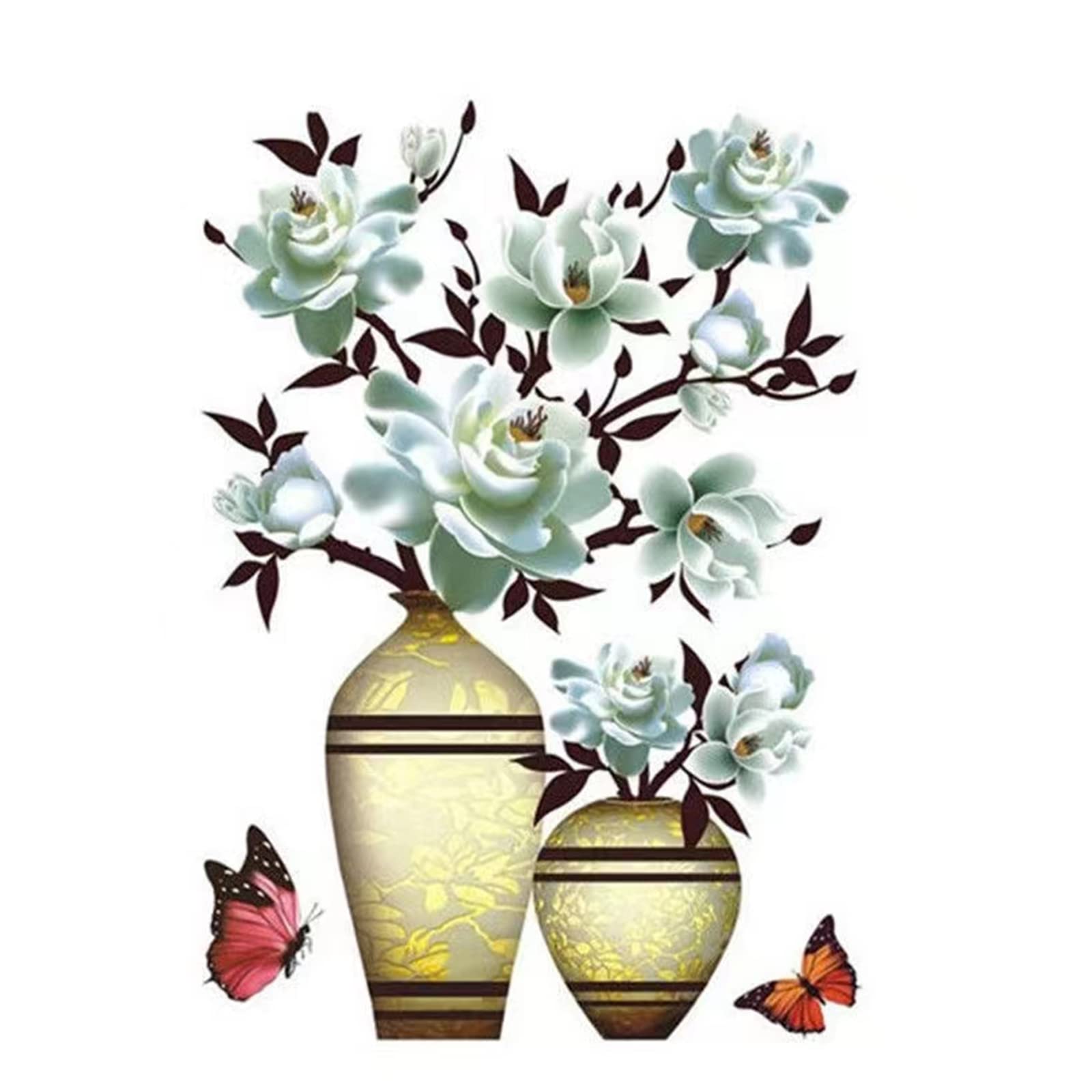 3D Flower Wall Decals - Removable Peel and Stick Wall Art for Bathroom, Bedroom, Living Room & Office - White Home Decor Stickers for Walls - Perfect for Home, Apartment & Dorm Room Decoration
