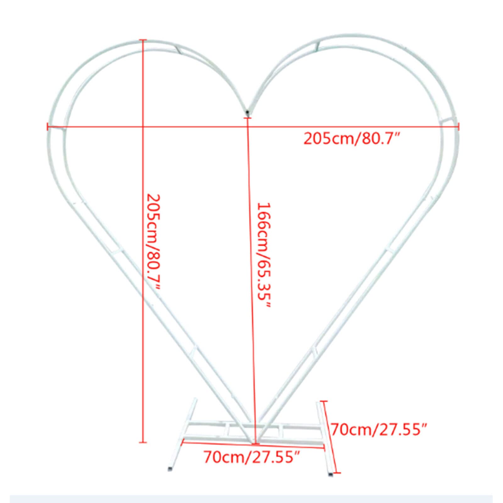 White Metal Heart Wedding Arch Stand - 6.7ft Rustproof Iron Backdrop for Outdoor Ceremony Decor, Balloon & Floral Arrangement - Perfect for Garden, Beach & Backyard Weddings