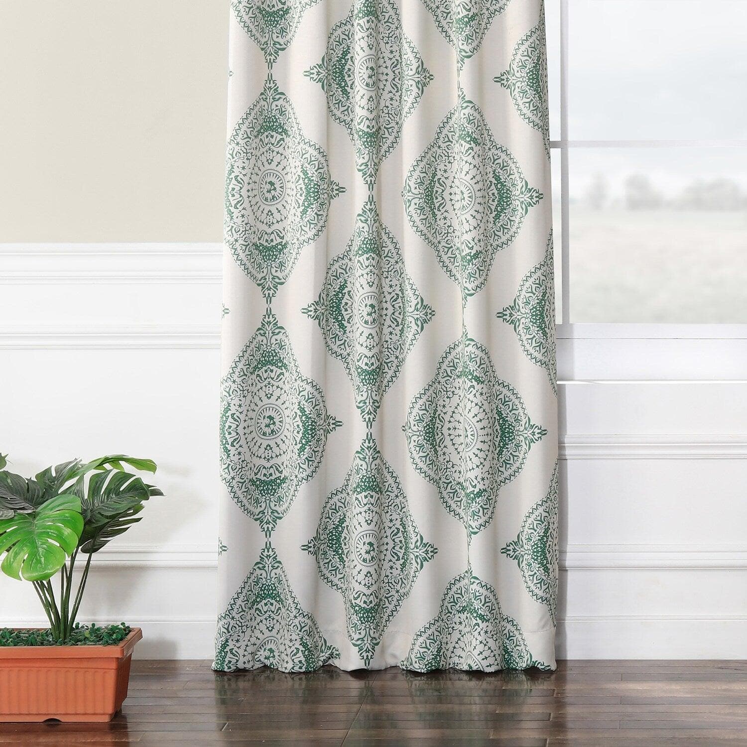 Henna Clover Emblem Blackout Curtains for Bedroom - Light Blocking Thermal Insulated Window Drapes for Nursery, Living Room & Home Decor