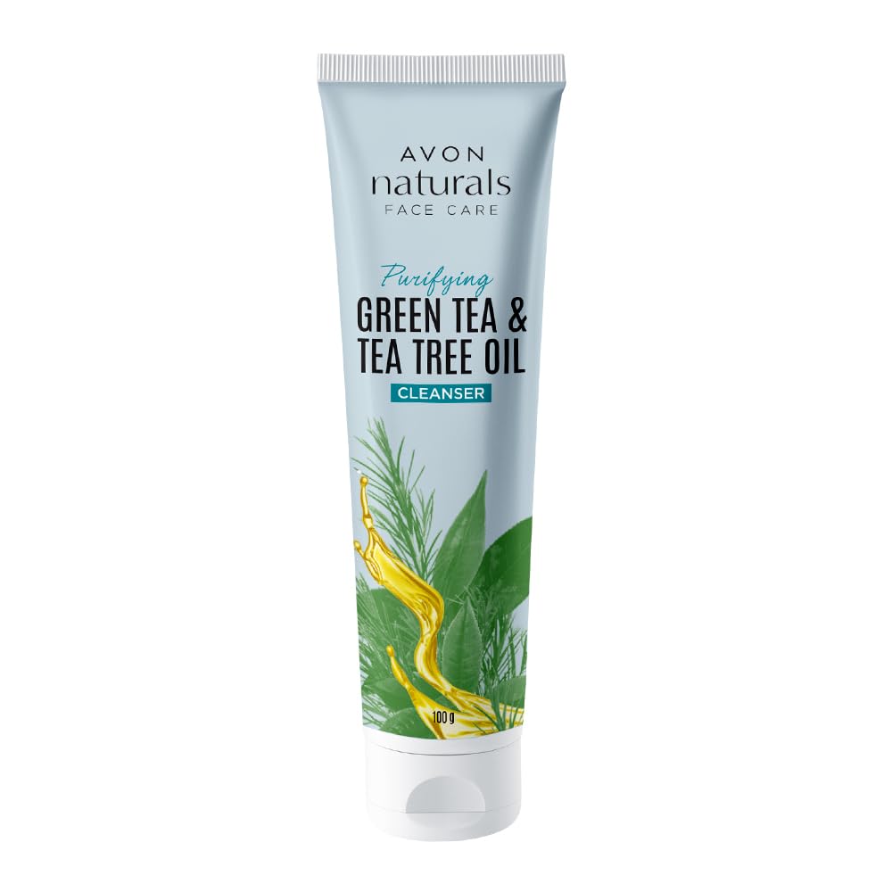 AVON Naturals Green Tea & Tea Tree Oil Facial Cleanser 100g - Deep Cleansing for Acne-Prone & Oily Skin | Gentle Daily Face Wash for Men & Women