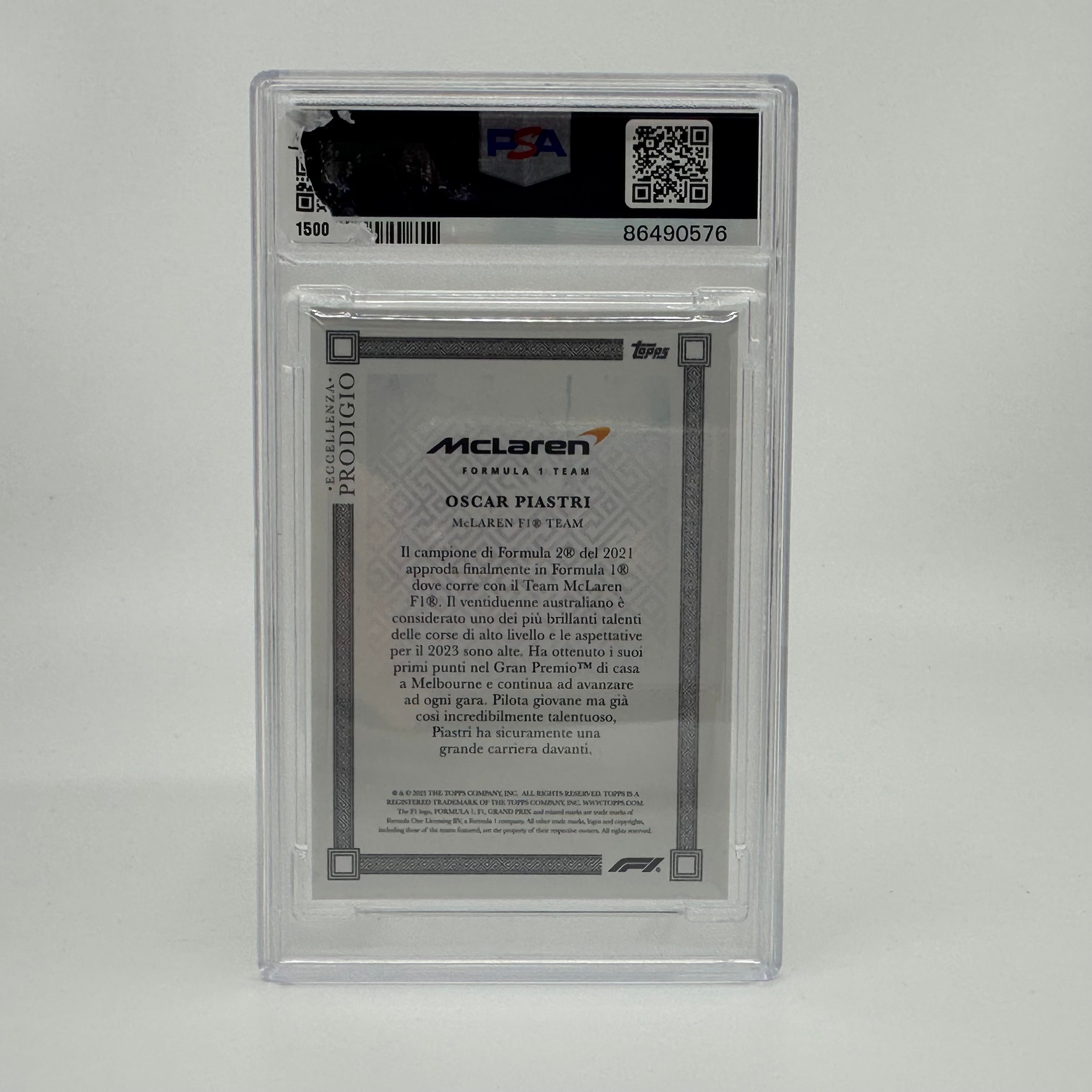 PSA 10 Oscar Piastri 2023 Eccellenza Prodigio Gradient Rookie Card - Limited Edition 2/5 - Collectible Trading Card for F1 Fans & Sports Memorabilia Enthusiasts