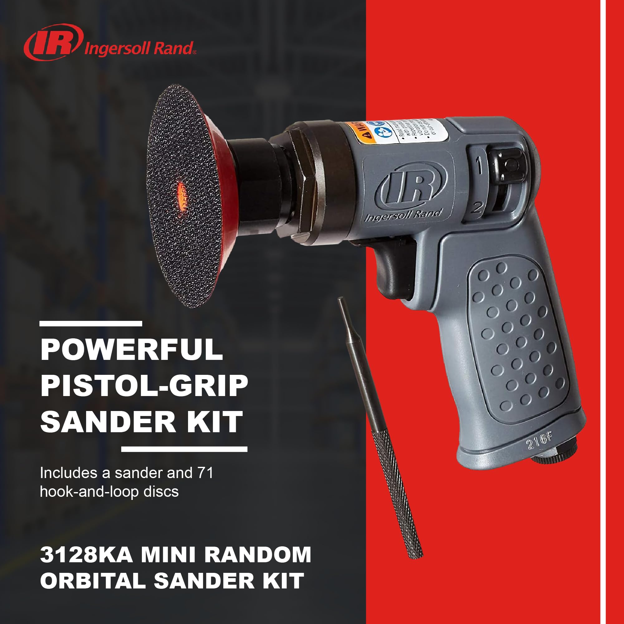 Ingersoll Rand 3128KA Mini Random Orbital Sander Kit with 3
