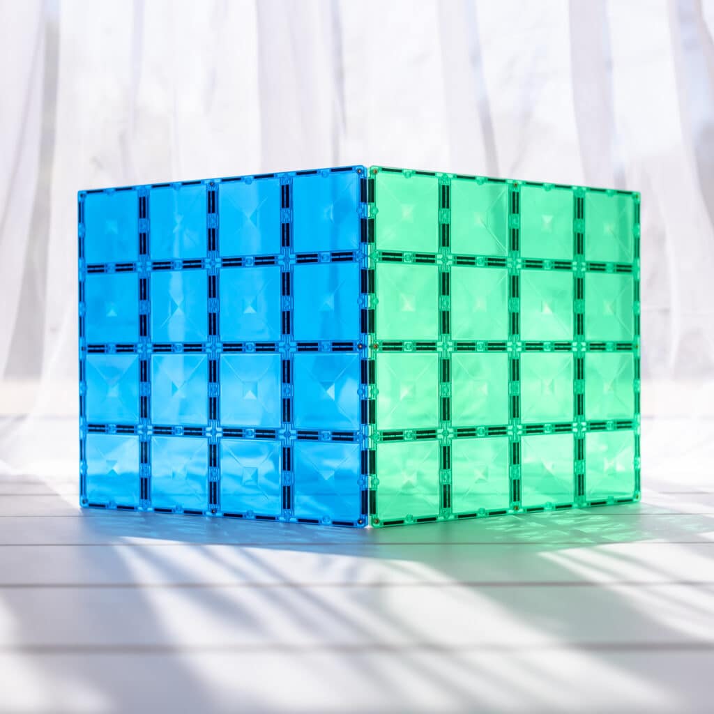 Connetix Magnetic Tiles - Rainbow Blue & Green Base Plates (2 Pack) | STEM Educational Toys for Kids | Perfect for Building, Learning & Creative Play