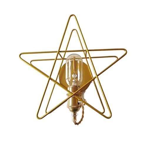 Vintage Industrial Wall Sconce - Adjustable Gold Metal Cage Bedside Lamp for Bedroom, Living Room & Hallway | Rustic Retro Wall Lighting Fixture with Wire Cage Design | Indoor Home Decor Lighting Solution