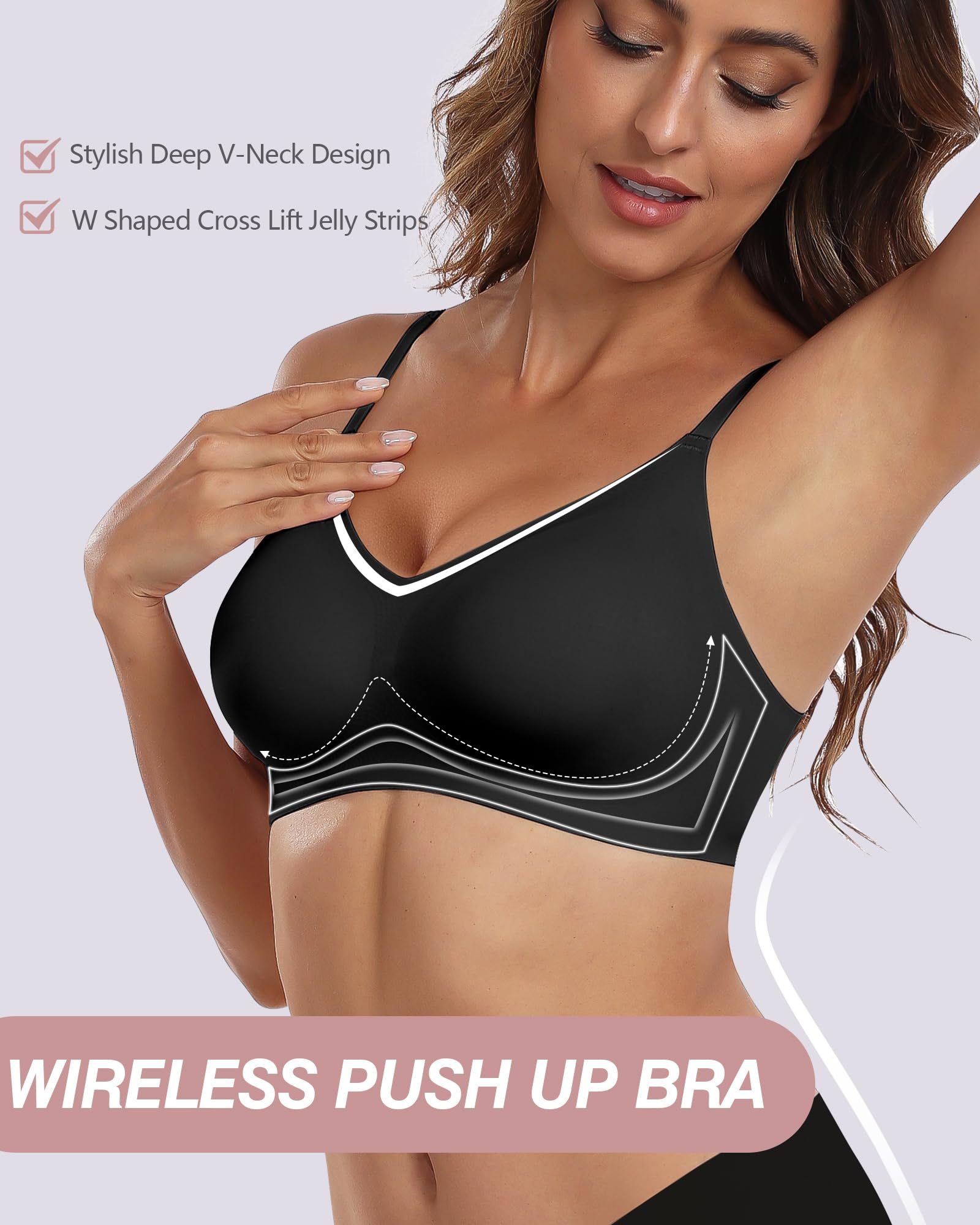 HORISUN Women's Wireless Push Up Bra - Comfortable Seamless Full Coverage No Underwire Bralette with Support - Perfect for Everyday Wear, Yoga & Lounge