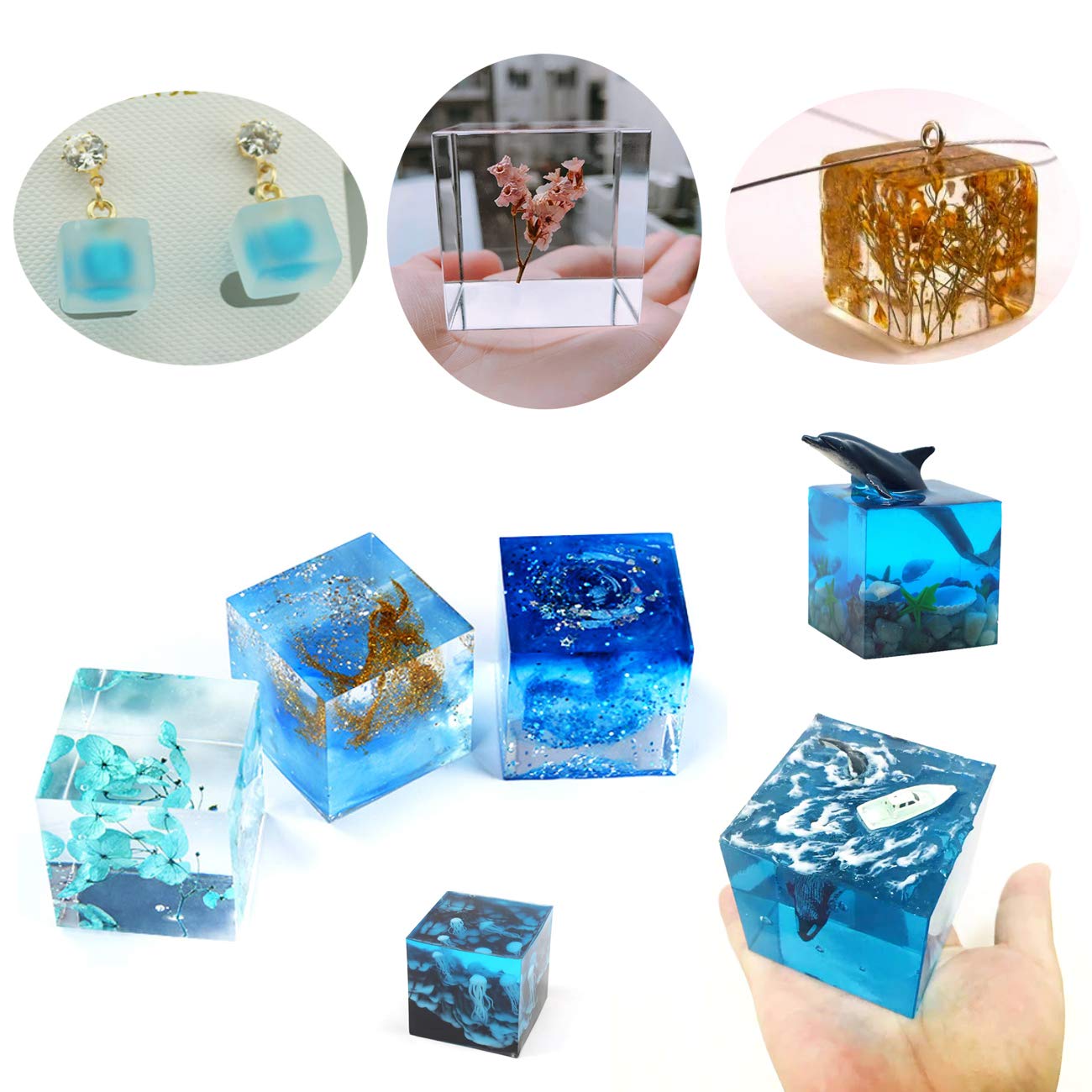 4 Pack Square Resin Molds - 4 Sizes Cube Silicone Casting Molds for DIY Art, Resin, Candle & Soap Making - Perfect for Home Crafts, Jewelry Making & Gift Projects