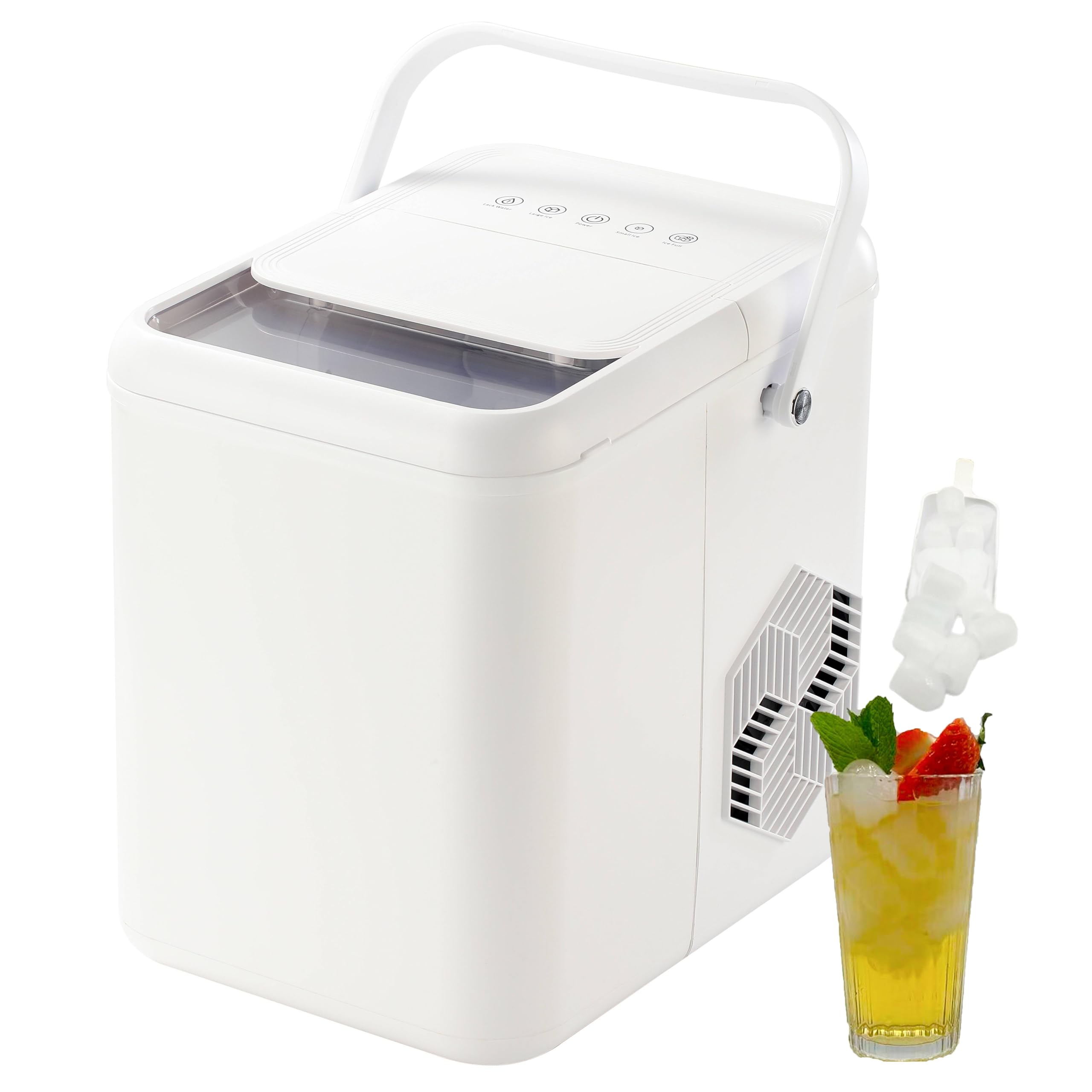 Portable Countertop Ice Maker Machine - 9 Ice Cubes in 6 Minutes, 26.5lbs/24Hrs, 2 Sizes Bullet Ice, Self-Cleaning with Ice Scoop & Basket - Perfect for Home, Kitchen, Office, Parties, and Outdoor Gatherings