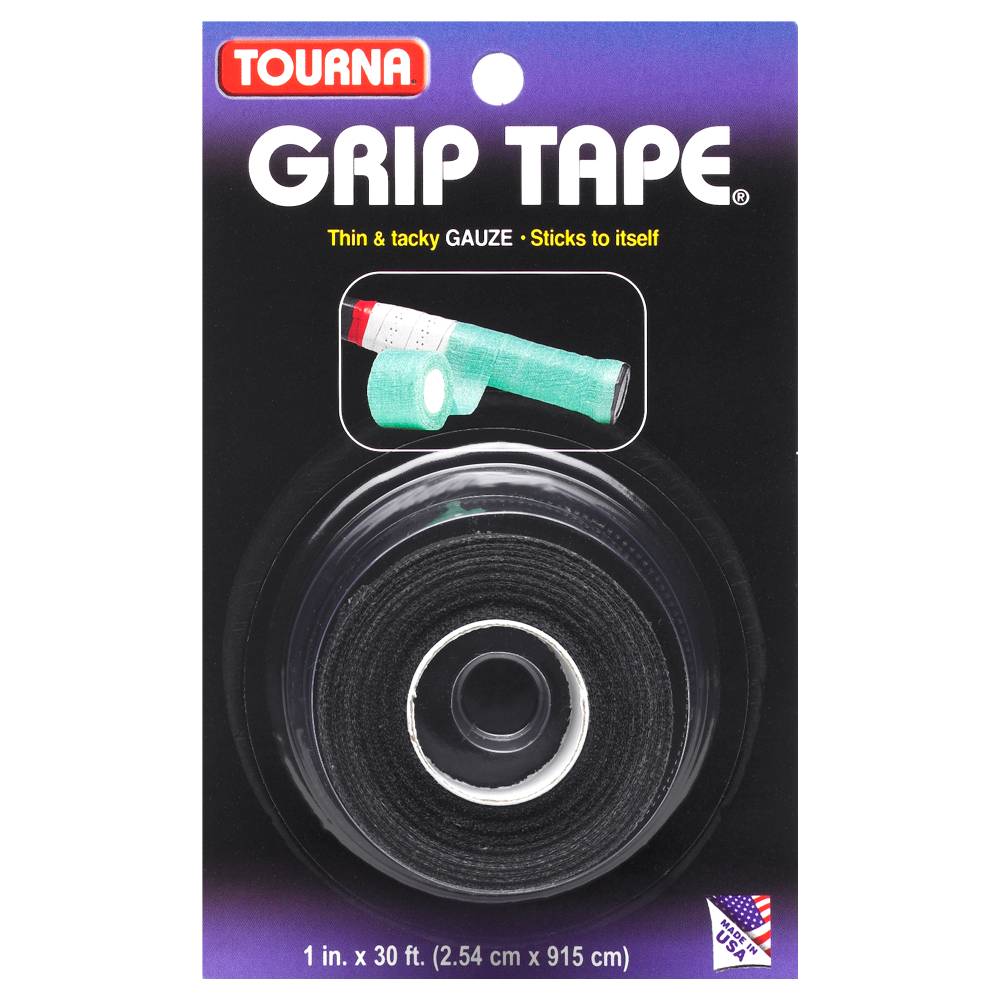 Tourna Gauze Grip Tape - Black | Tennis, Badminton & Squash Racket Grip | Non-Slip, Sweat-Absorbing Sports Tape for Better Control & Comfort