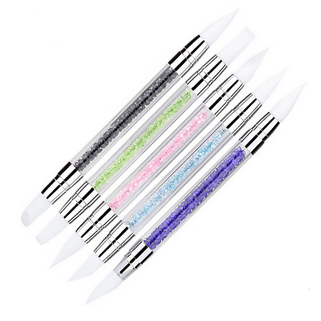 Professional Dual-Head Nail Dotting Pen - Silicone Nail Art Brush with Rhinestones for DIY Manicure, Salon & Home Nail Design | Perfect for Gel Polish, Acrylic Nails & Creative Nail Art