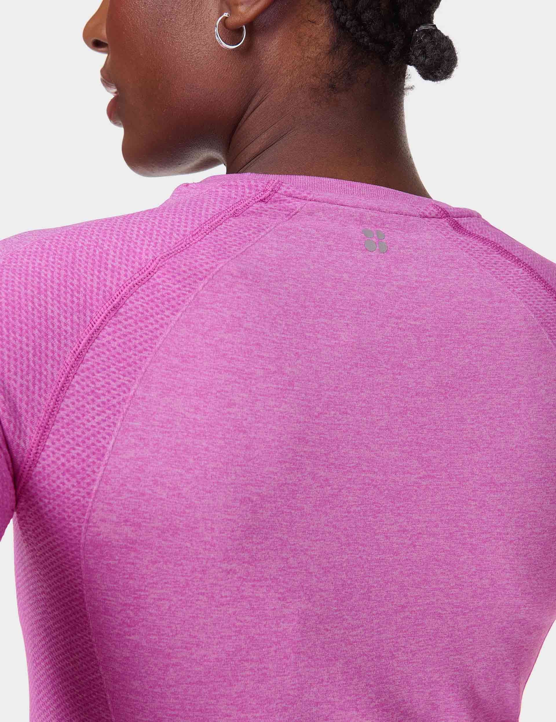 Athletic Seamless Long Sleeve Workout Top for Women - Allium Pink/Nerine Pink Marl - Perfect for Gym, Yoga & Running