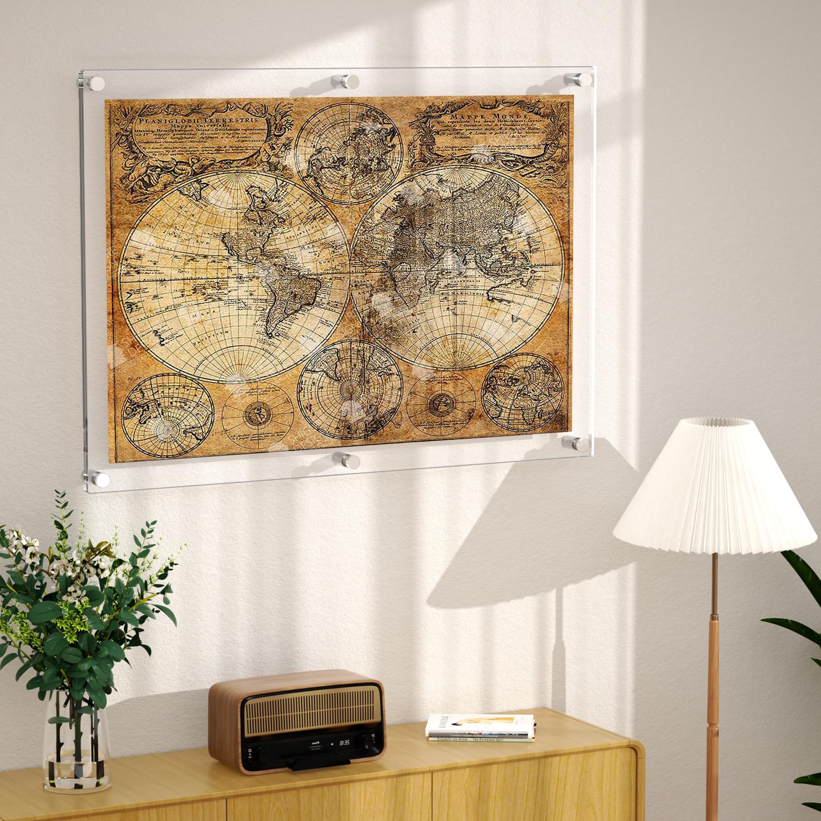 AITEE 24x36 Large Acrylic Floating Picture Frame - Full Frame Size 27x39 - Perfect for Wall Art, Photo Displays & Home Decor