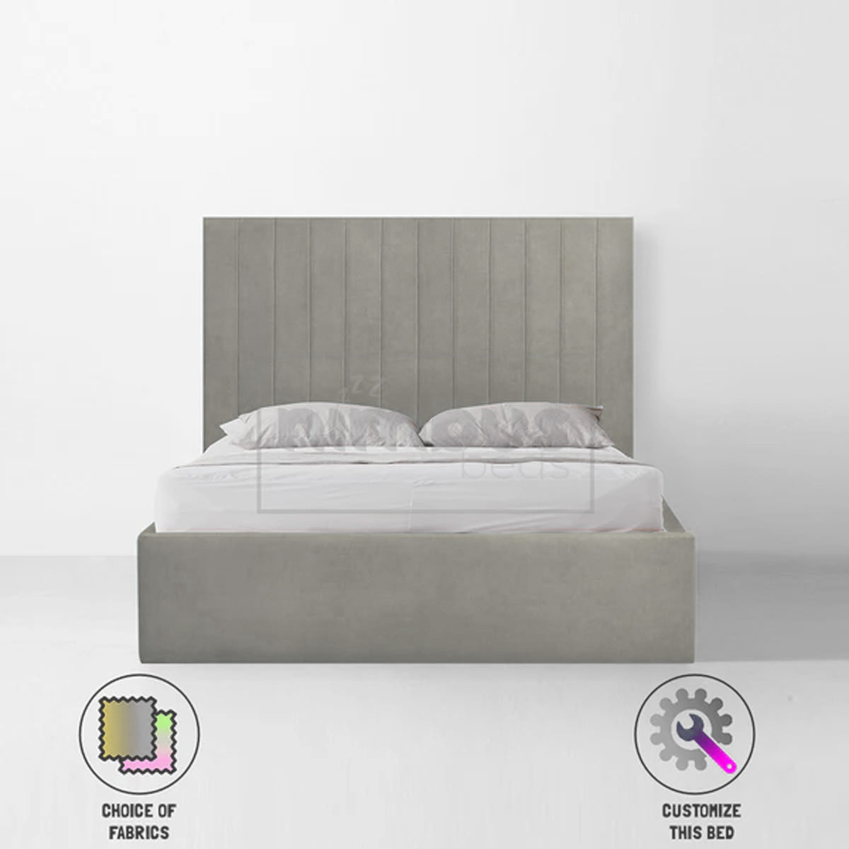Sturdy Metal Vertical Bed Frame with Headboard - Queen Size Platform Bed for Small Spaces, Modern Bedroom Furniture - Perfect for Apartments, Dorms & Guest Rooms