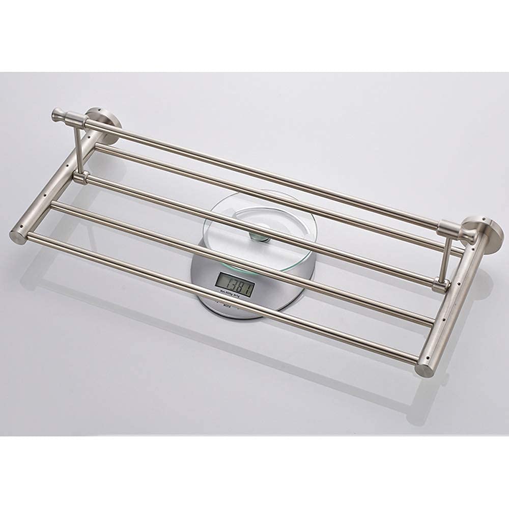 Stainless Steel Bathroom Towel Rack & Shelf Organizer - 60cm Chrome Wall Mounted Double Towel Bar for Bathroom & Shower Storage | Perfect for Small Spaces, Modern Home Decor & Spa-Like Bathroom Experience