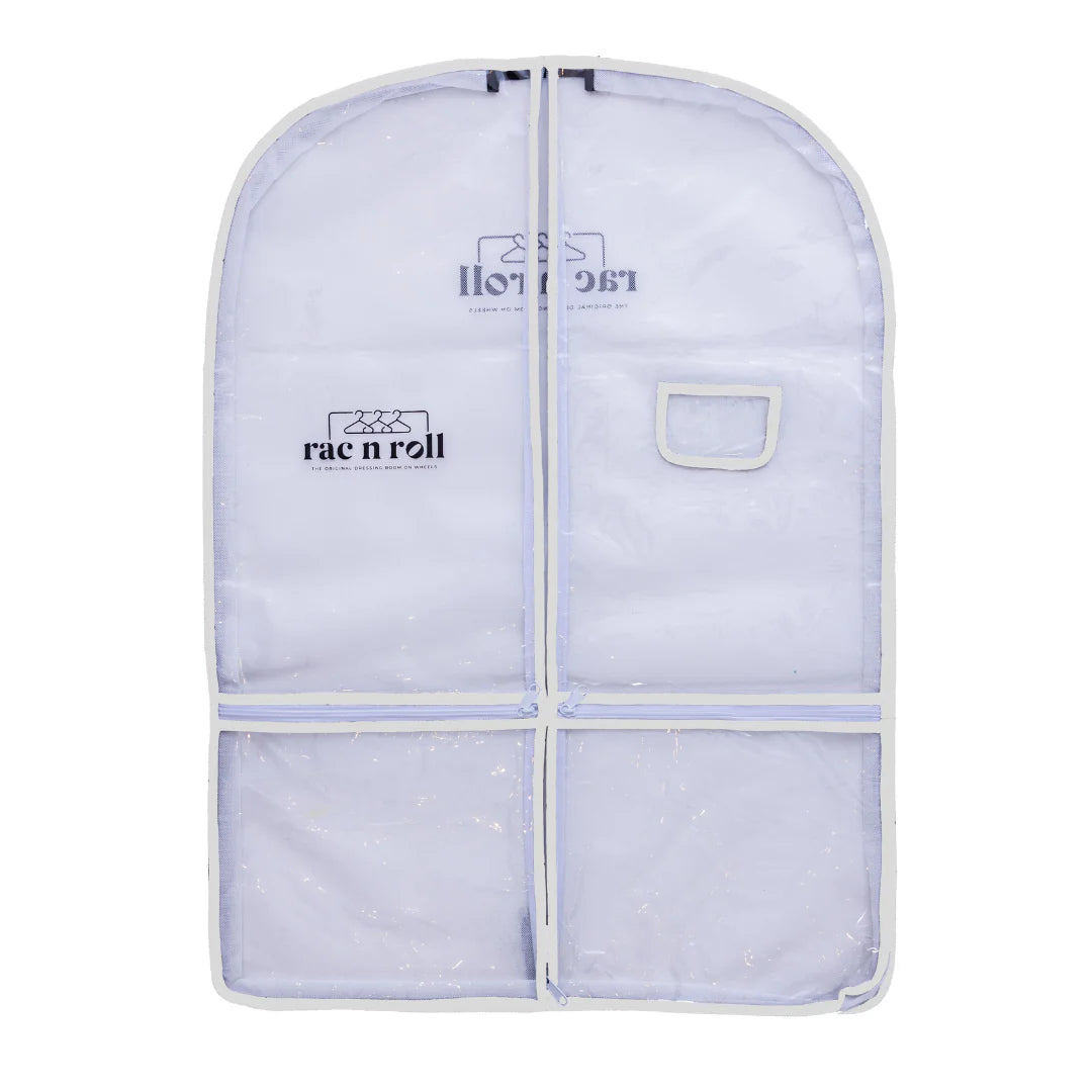 Short Gusseted Garment Bag for Travel - Waterproof Hanging Clothes Cover with Zipper for Suits, Dresses & Coats | Perfect for Business Trips, Weddings & Airplane Carry-On