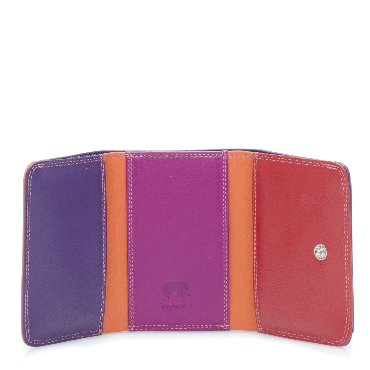 Mywalit Mini Tri-fold Leather Wallet for Men & Women - 3 Card Slots, Note Section & Coin Pocket - Stylish & Compact RFID Blocking Wallet - Perfect for Everyday Use, Travel & Business (Sangria Multi)