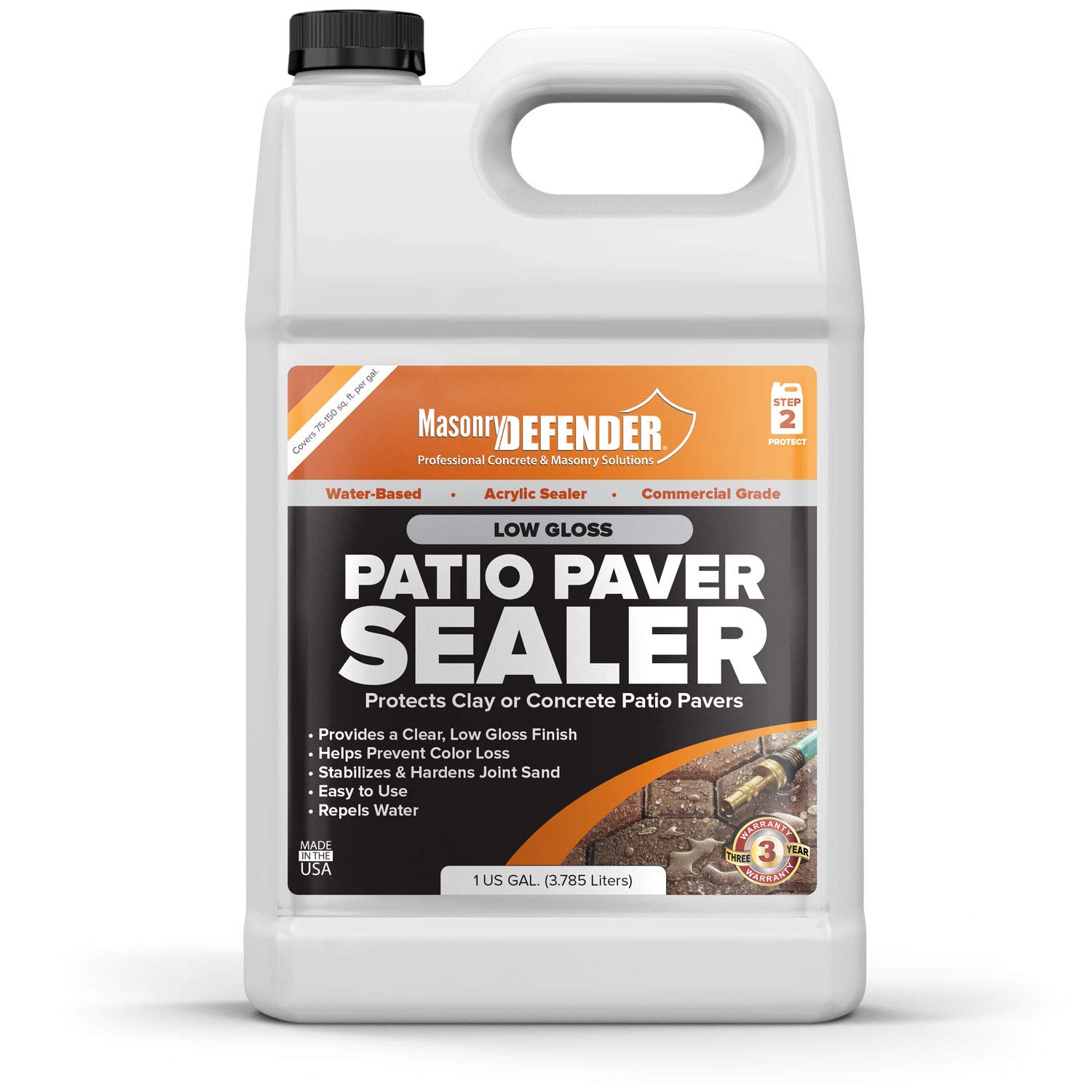 Low Gloss Patio Paver Sealer - 1 Gallon Clear Water-Based Sealant for Natural Stone, Concrete & Brick | Outdoor Protection for Decks, Walkways & Driveways