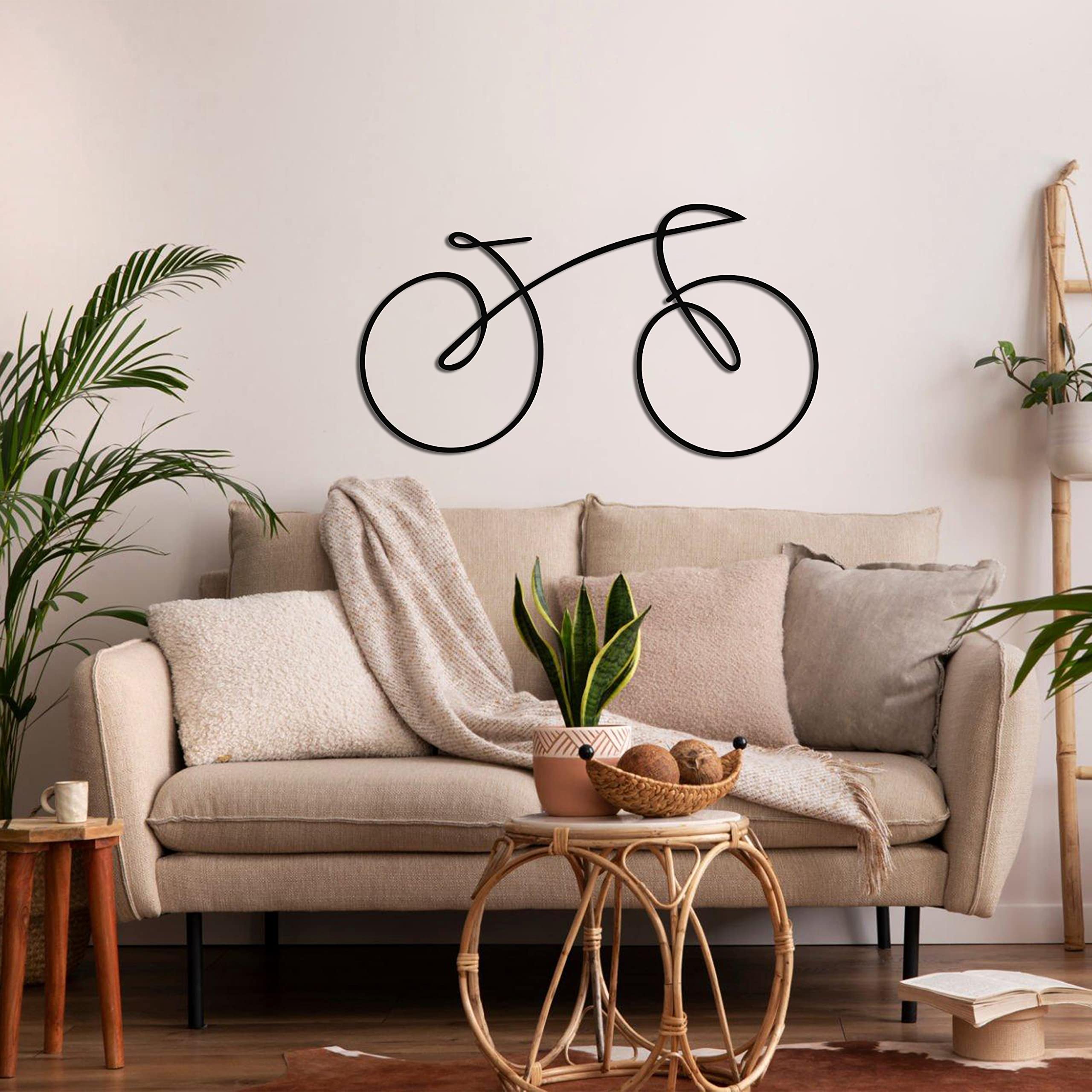 DEKADRON Metal Wall Art - Modern Geometric Bicycle Sign for Home & Living Room Decor - Unique Cyclist Gift (24