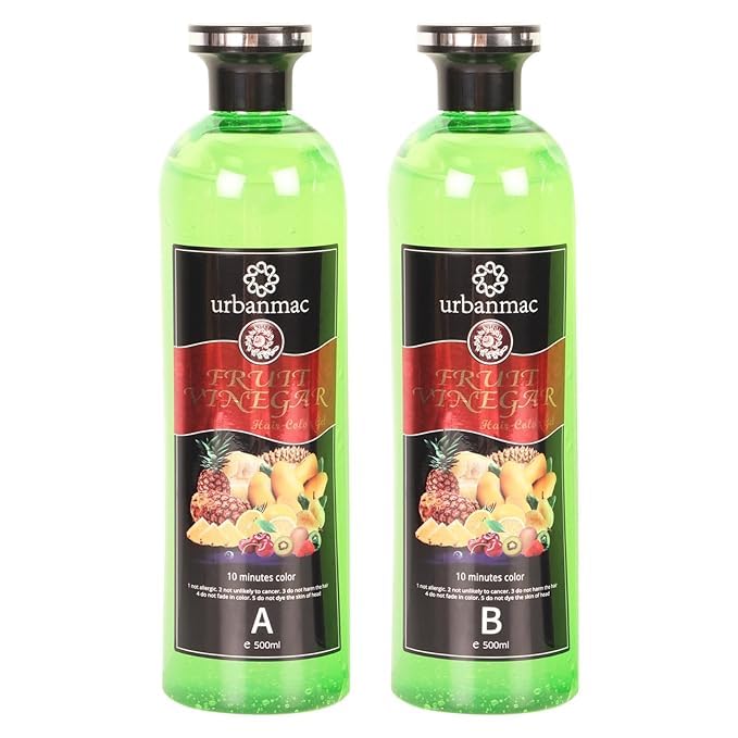 Professional URBANMAC Fruit Vinegar Black Hair Gel Color - Pack of 2 | Long-Lasting Vibrant Hair Dye for Women & Men | Perfect for Salon Use & At-Home Hair Coloring