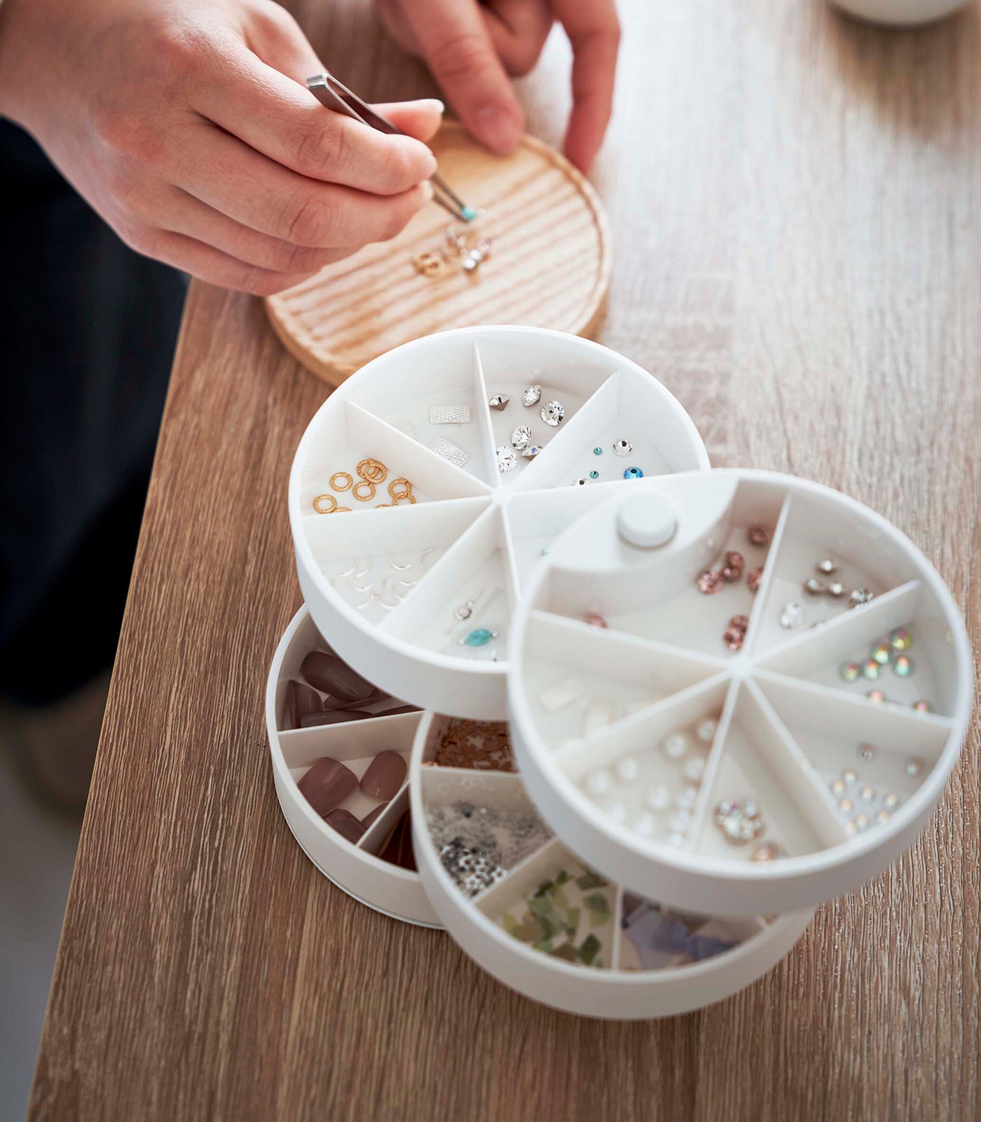 Stacked Jewelry Organizer with Multiple Sections - Perfect for Necklace, Bracelet & Earring Storage | Travel & Home Use