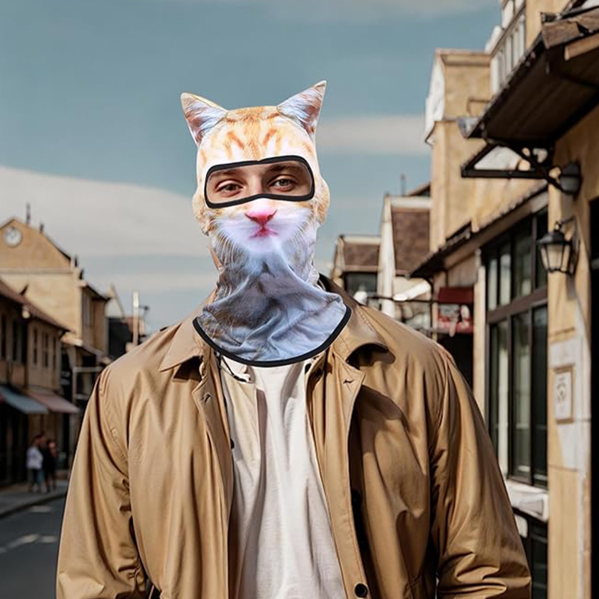 3D Cat Ski Balaclava Face Mask with Ears - Warm Winter Neck Gaiter for Skiing, Snowboarding, Music Festivals, Halloween & Outdoor Activities - Perfect for Cold Weather & Costume Parties