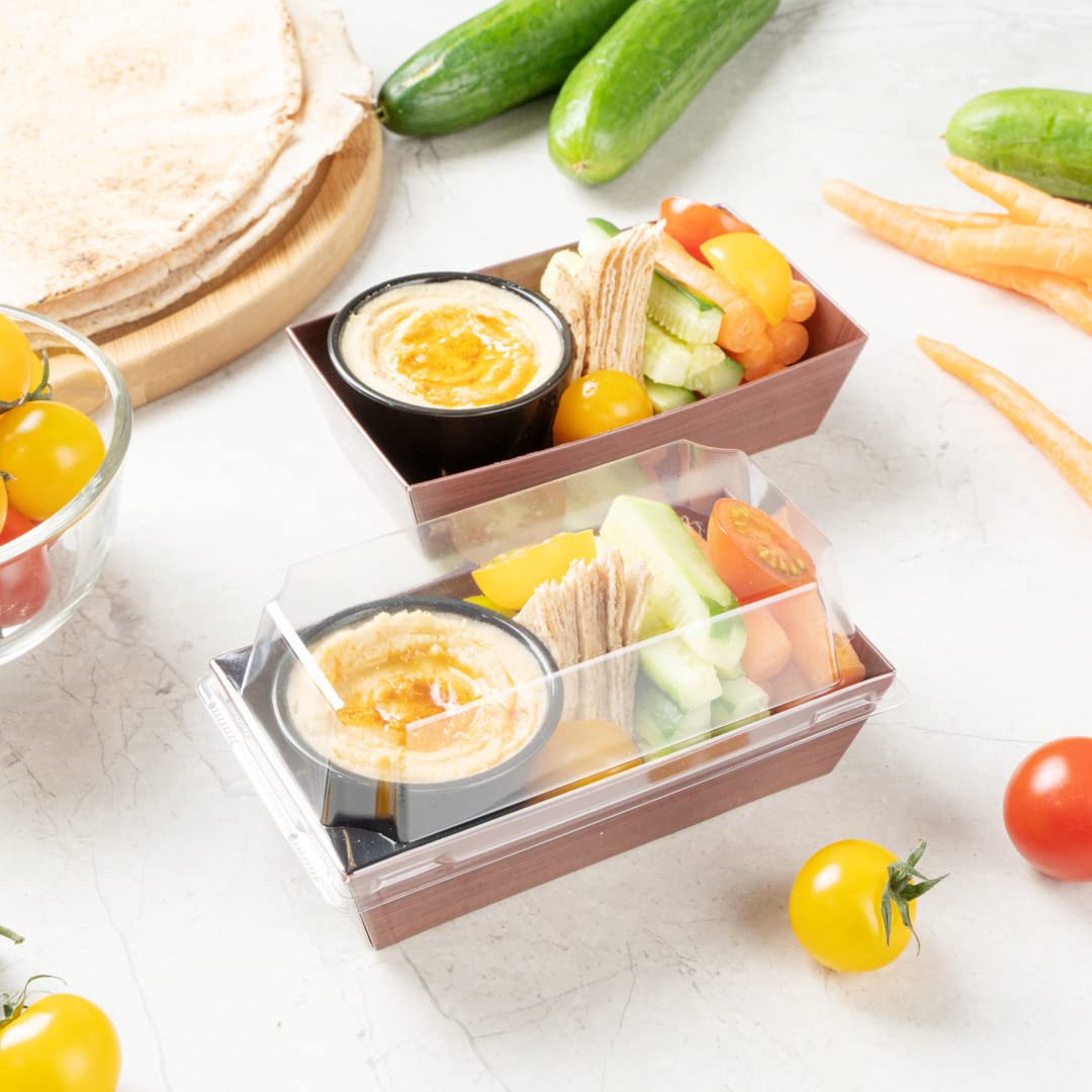 Restaurantware Matsuri Vision 4.7 x 2.5 x 1.4 Inch Disposable Sushi Trays - 100 Pack Greaseproof Wood Grain Paper Sushi Boxes for Appetizers, Desserts & Takeout - Lids Sold Separately | Perfect for Restaurants, Catering & Home Sushi Parties
