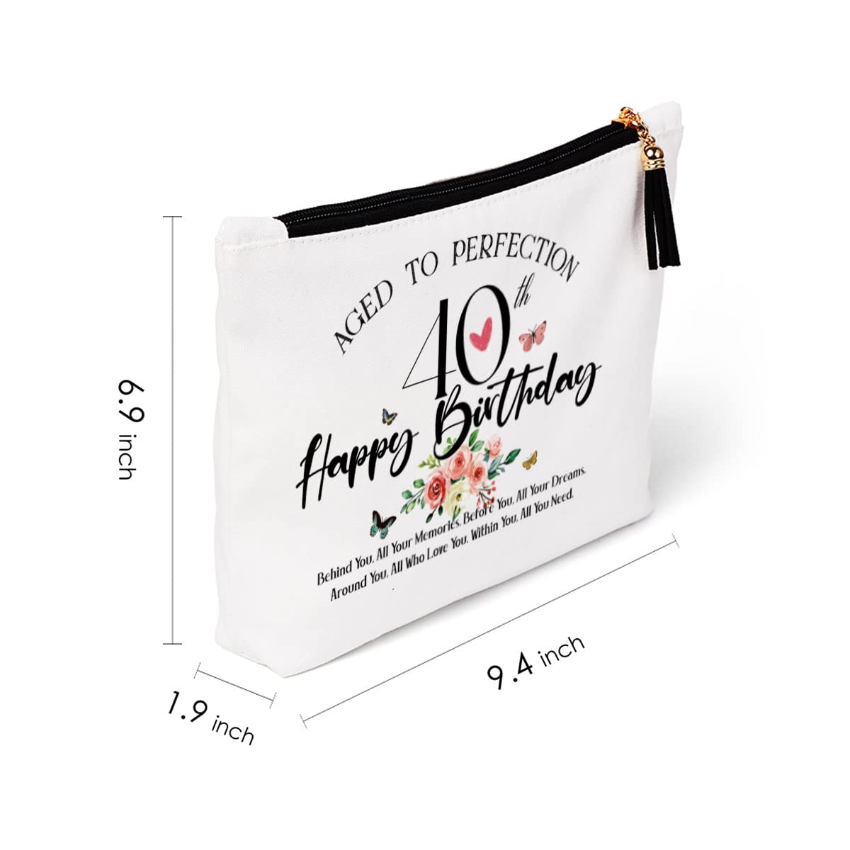 40th Birthday Gifts for Women - Elegant Makeup Cosmetic Bag for Mom, Wife, Sister, Friend, Teacher, Boss & Colleagues - Perfect Gift for Special Occasions & Travel Essentials