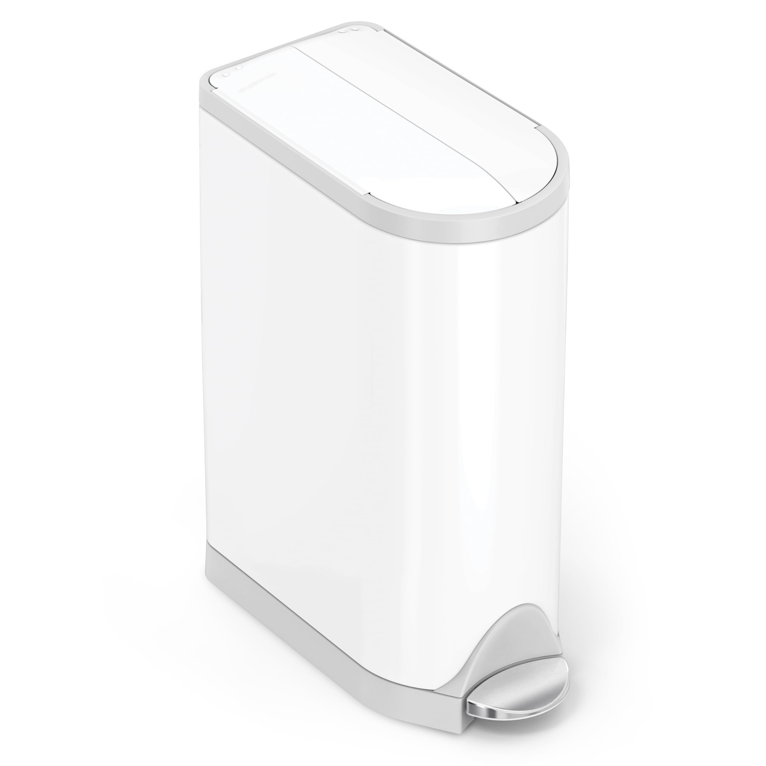 simplehuman Diaper Pail with Odorsorb System – 18L/4.8 Gallon White Stainless Steel Trash Can | Includes Odorsorb Pods & Liners | Perfect for Nursery, Baby Room & Diaper Changing Stations