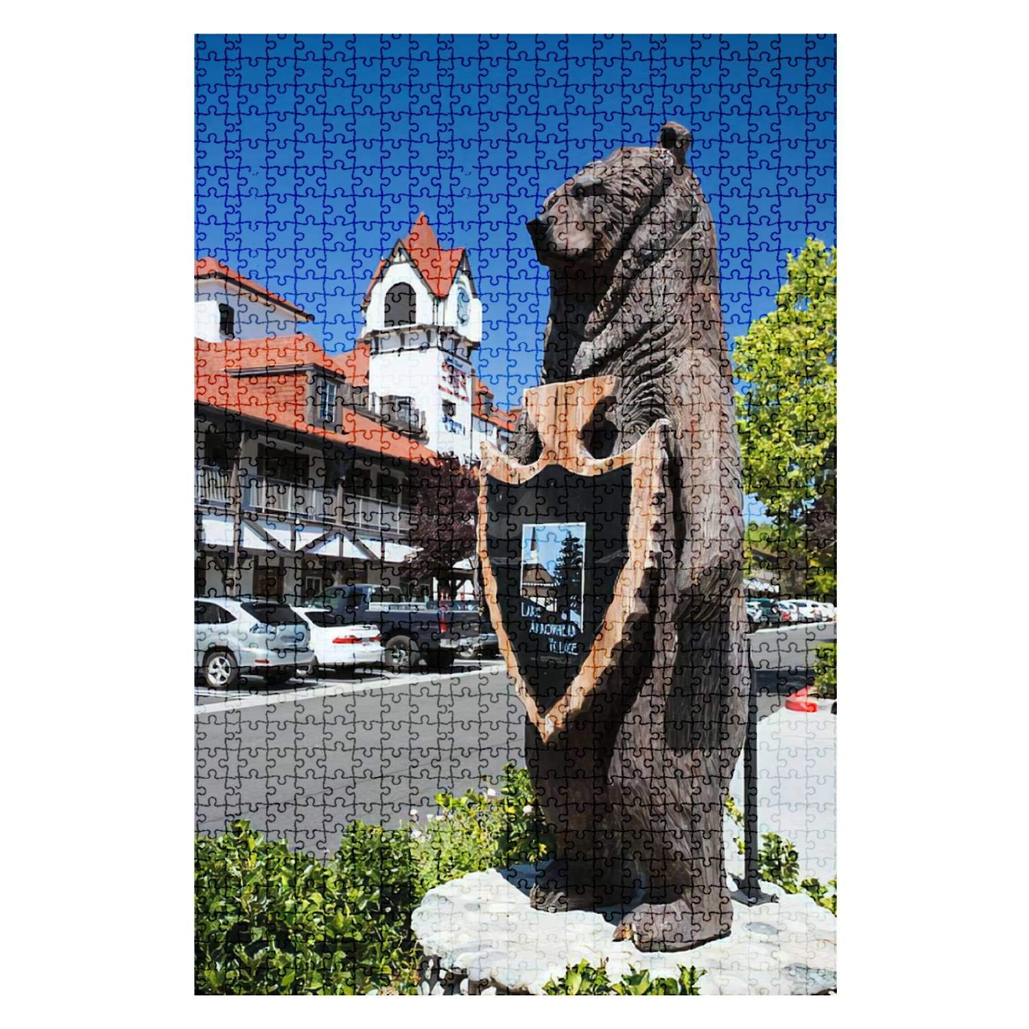1000 Piece Wooden Jigsaw Puzzle - Lake Arrowhead Village Scenic Mountain Lake with Animals - Fun & Challenging Adult Puzzle for Home Decor, Family Game Night, and Educational Activity - Perfect Gift for Puzzle Lovers and DIY Enthusiasts