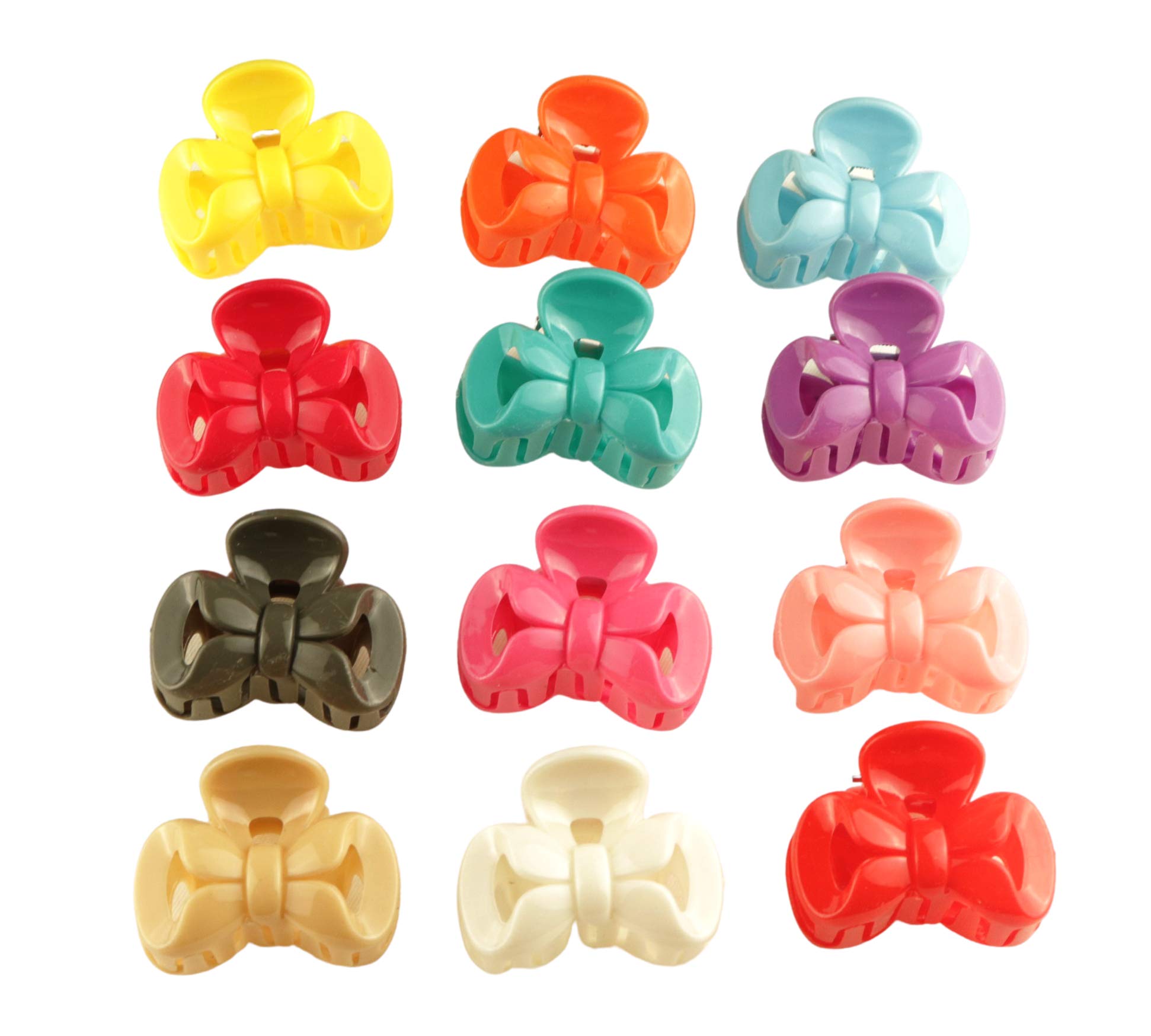 12 Pack Medium Multicolor Plastic Hair Claw Clips - Strong Hold Hair Clutcher for Women, Girls - Perfect for Ponytails, Buns & Everyday Hairstyles